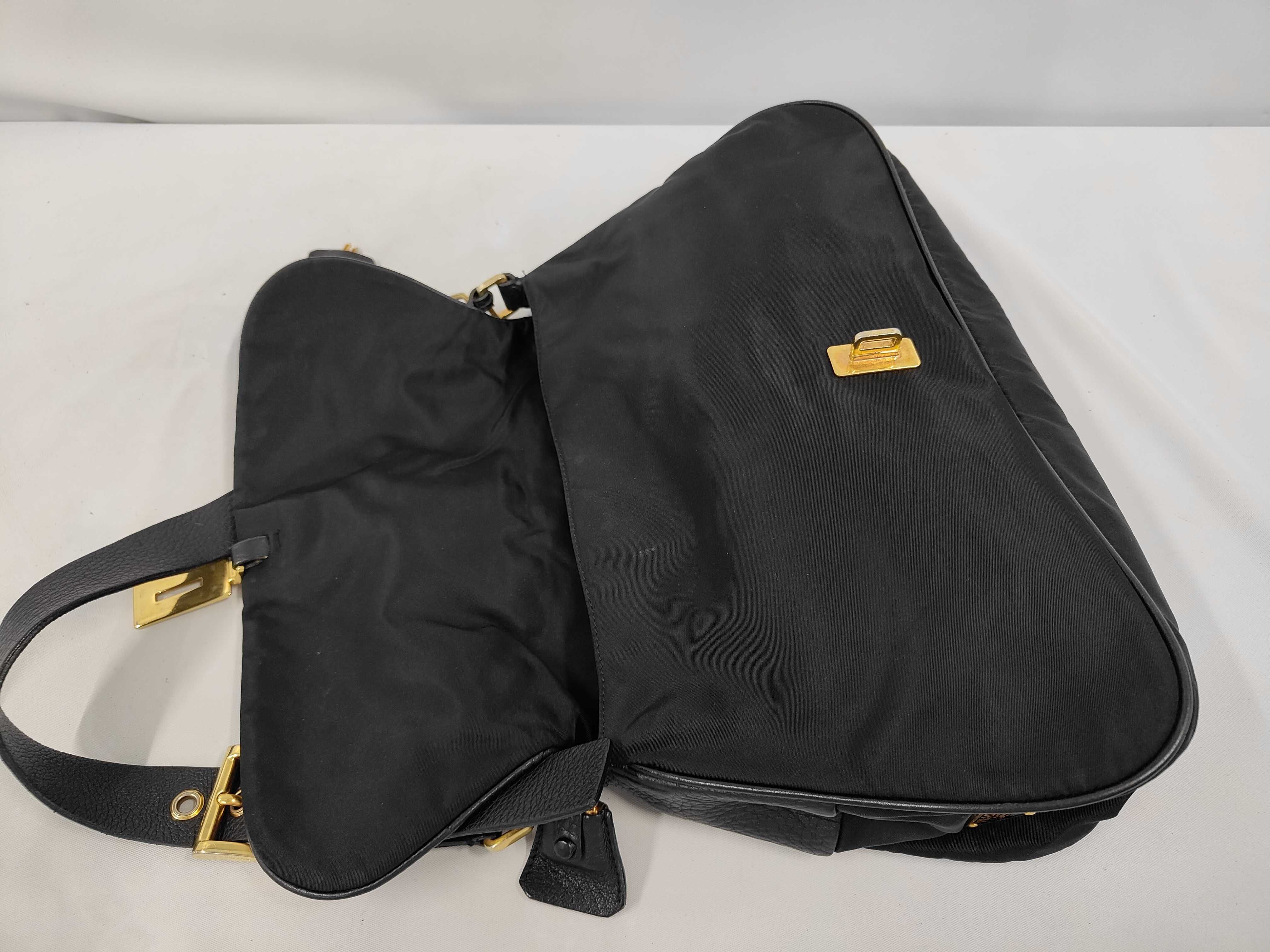 One-Shoulder Bag, Turnlock Closure, Nylon, Black Shoulder Bag — view 8