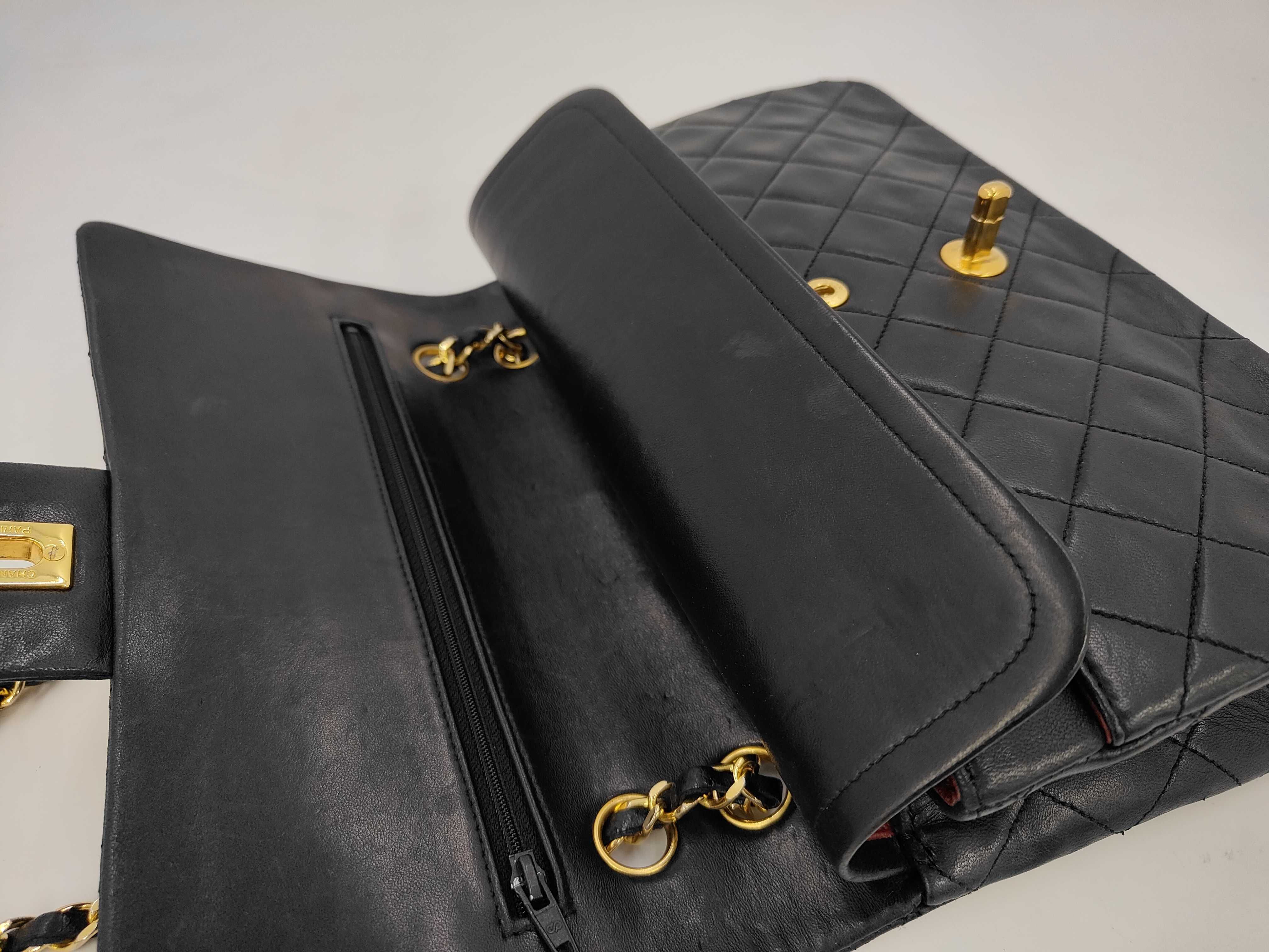 Matelassé 25 Double Flap Chain Lambskin Shoulder Bag with Gold Hardware (Black) — view 6