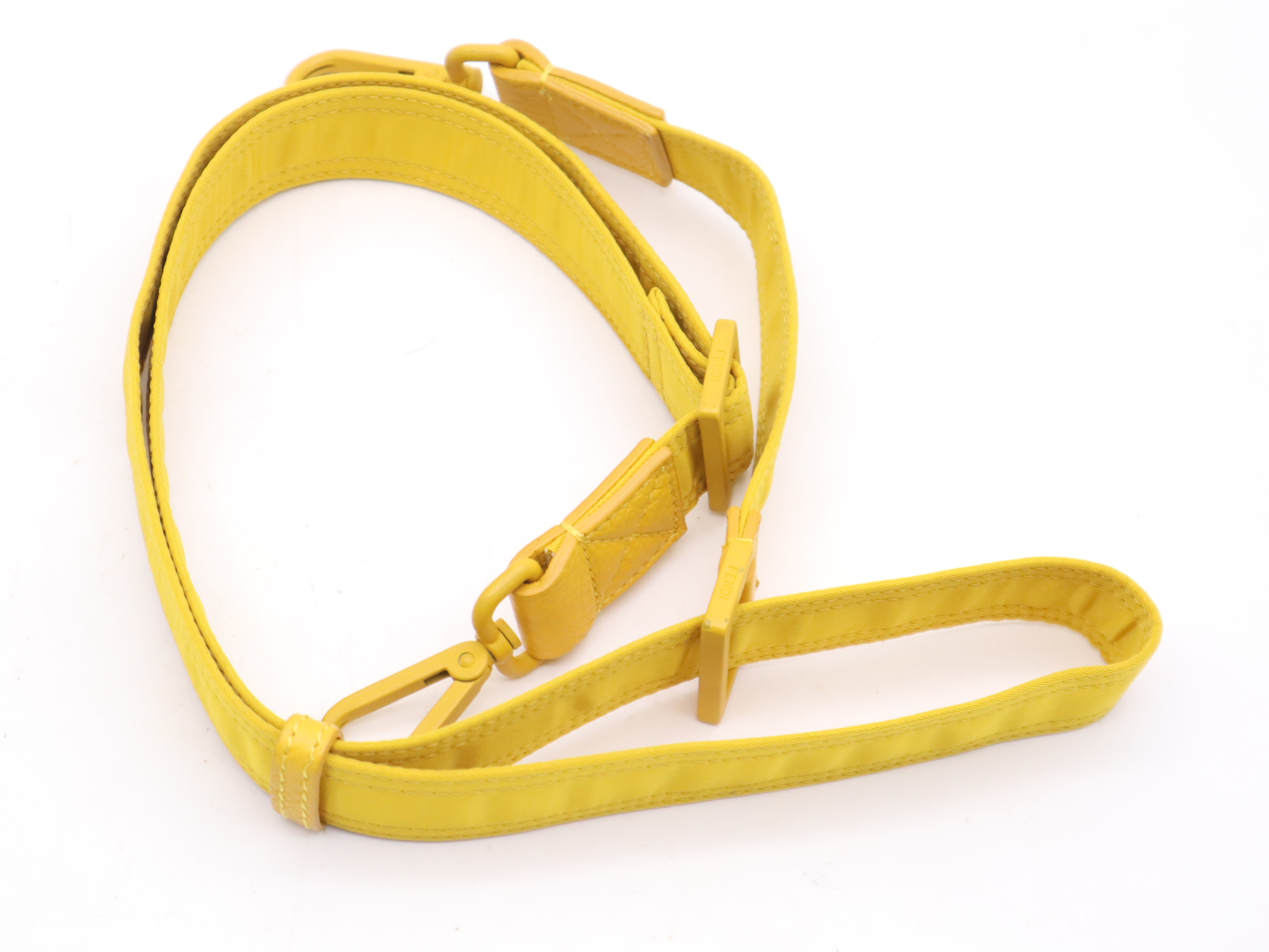 Nylon Mamma Bucket Messenger Bag, Yellow, Silver Hardware, with Shoulder Strap. — view 13