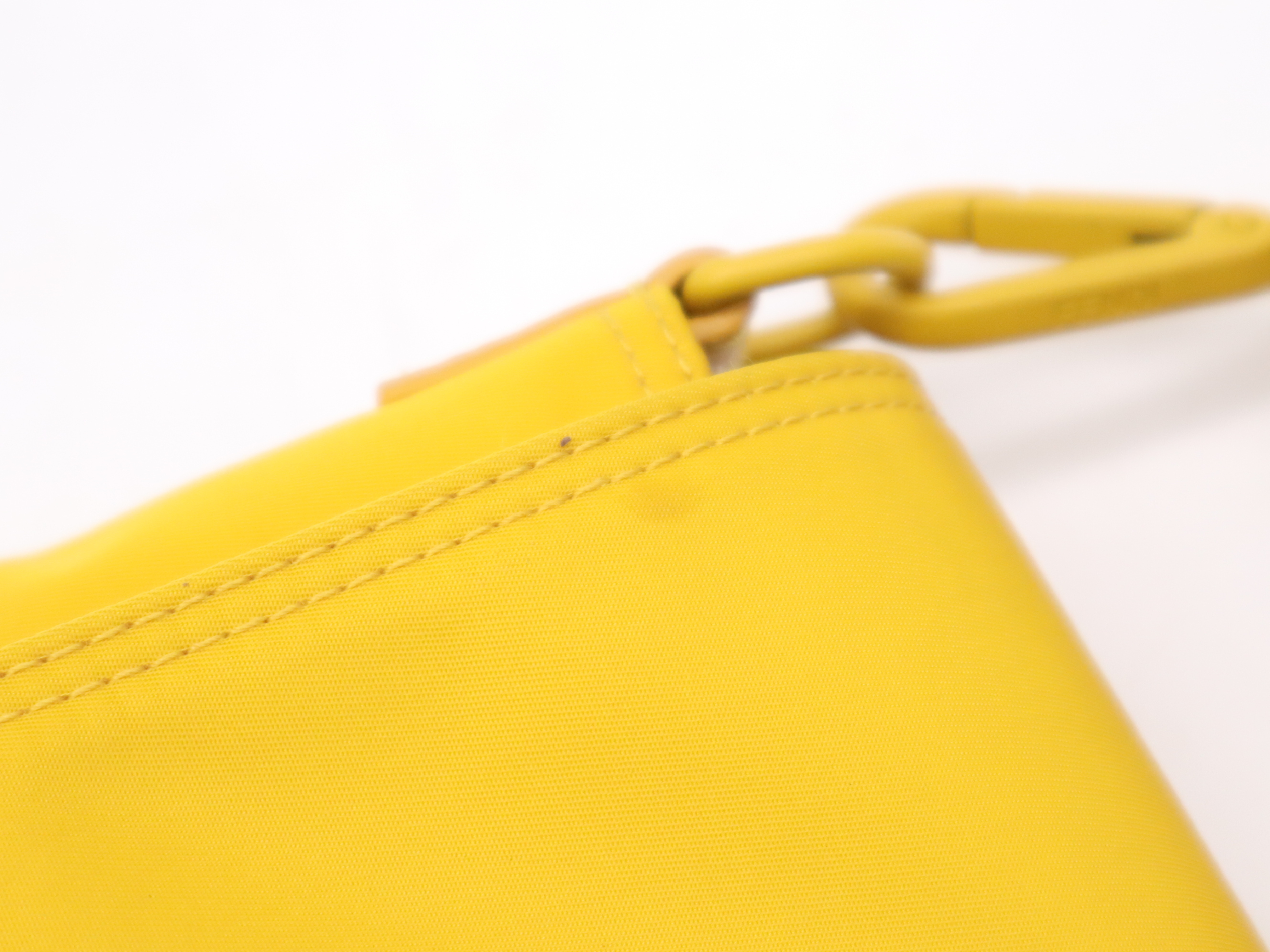 Nylon Mamma Bucket Messenger Bag, Yellow, Silver Hardware, with Shoulder Strap. — view 10