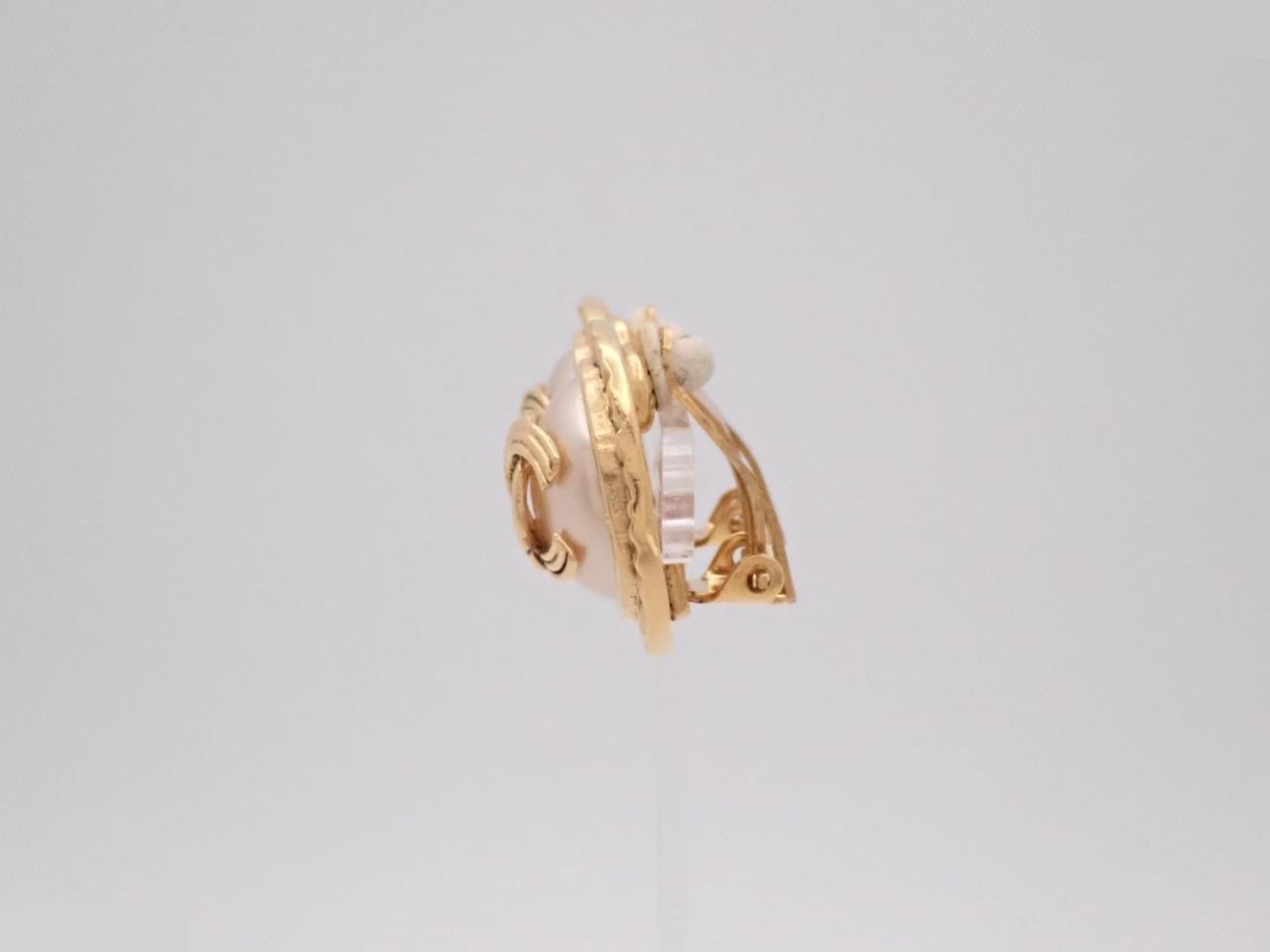 Coco Mark Pearl Gold Earrings, with Box, 94A — view 3