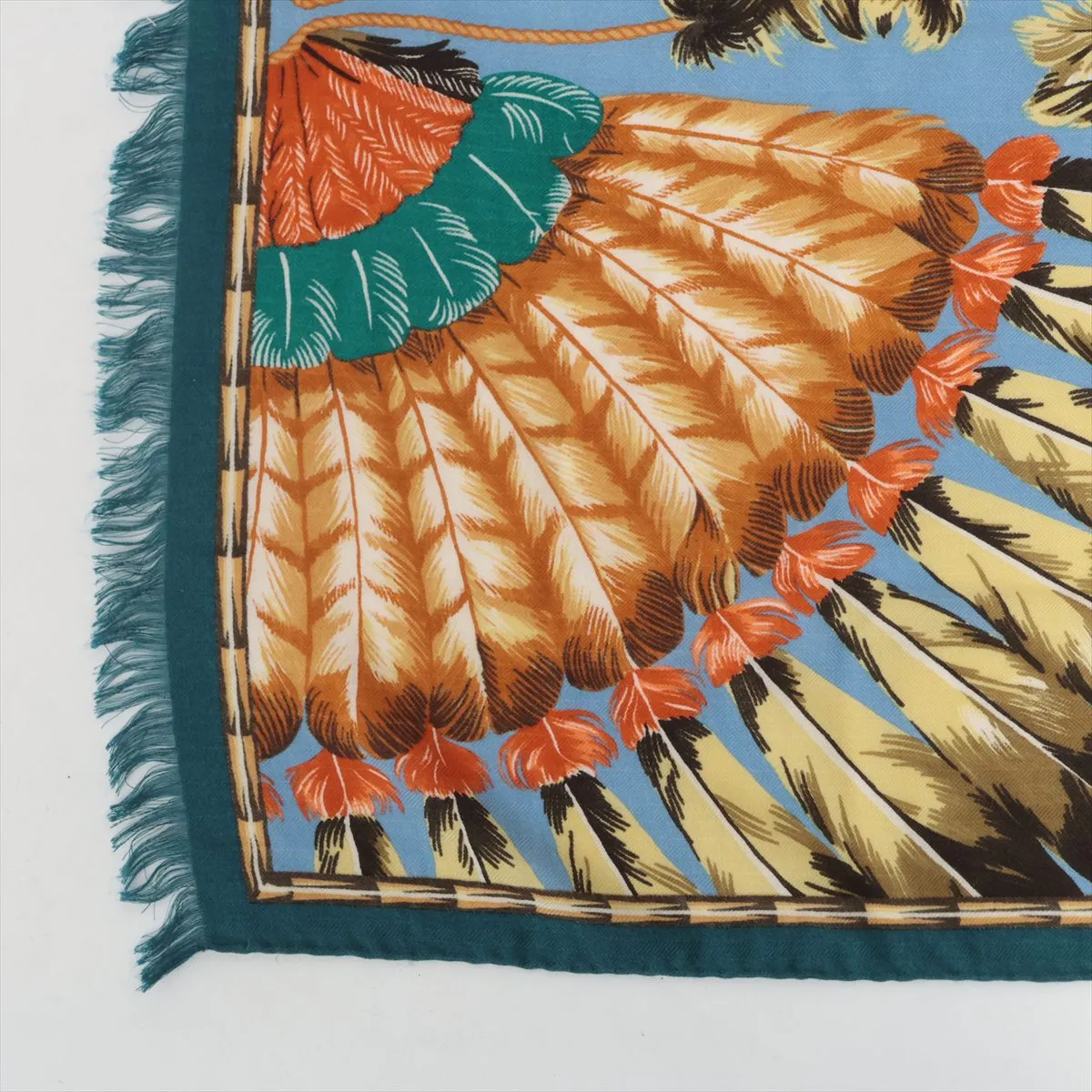 scarf, cashmere x silk, blue, some wear, snags, — view 5
