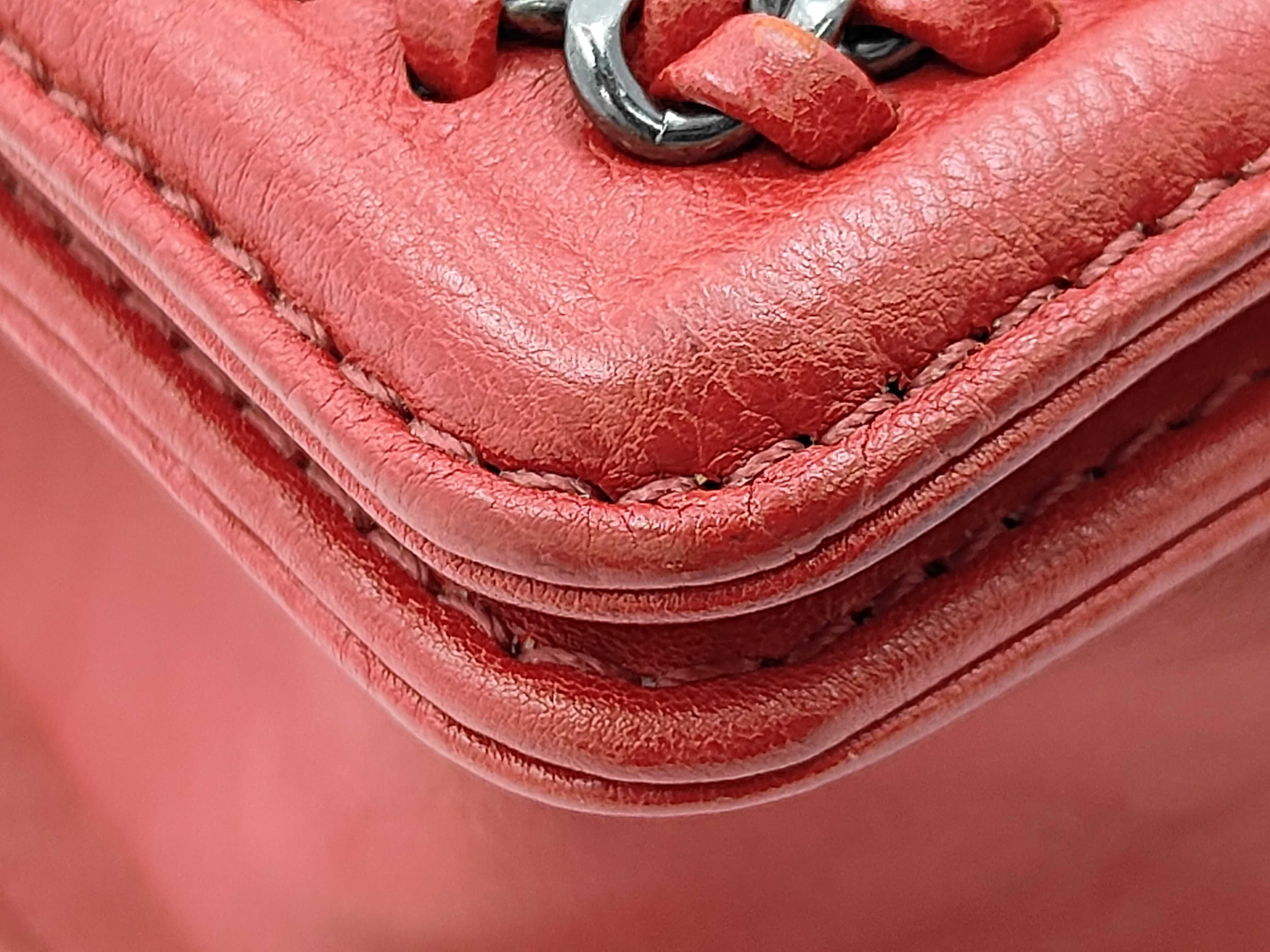 Mini Boy Chanel 2-Way Chain Shoulder Bag, Red — view 8
