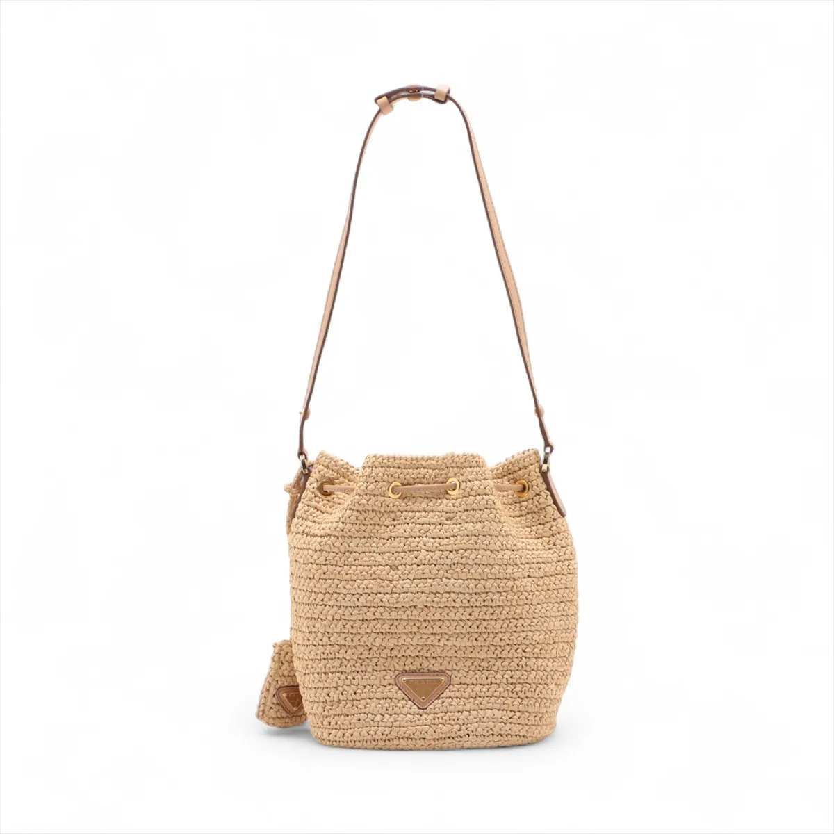 Raffia x Leather 2WAY Shoulder Bag Beige 1BE068 — view 2