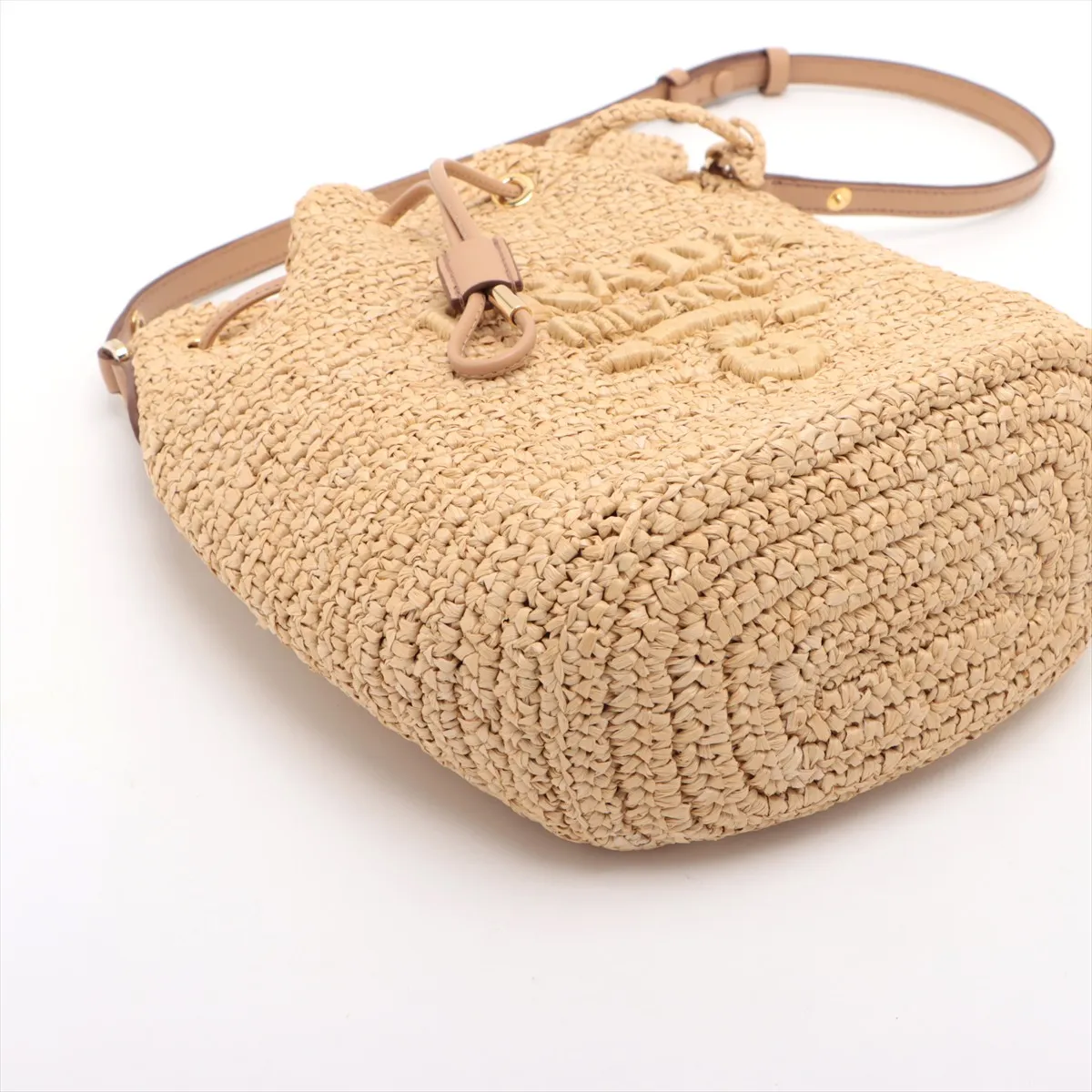 Raffia x Leather 2WAY Shoulder Bag Beige 1BE068 — view 4