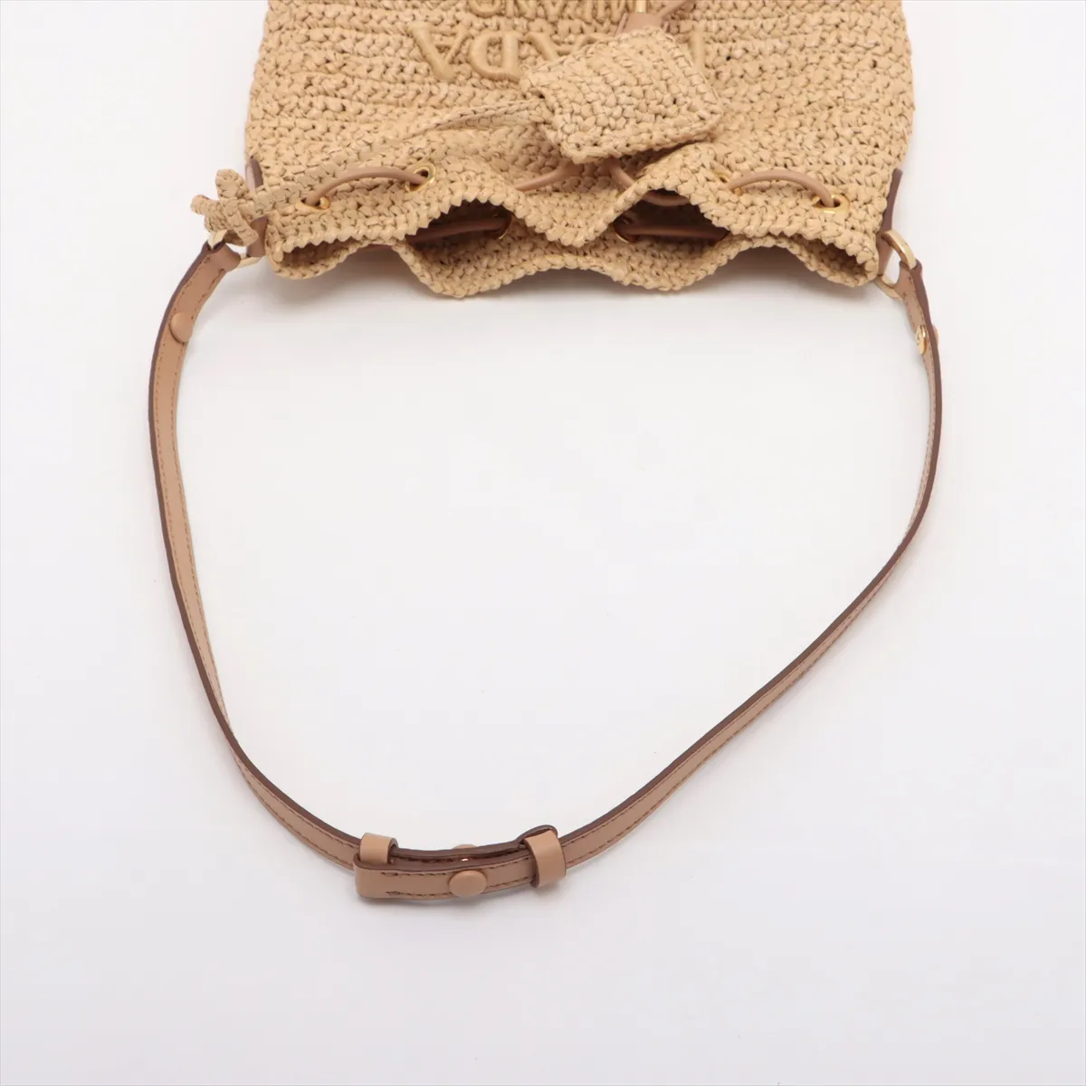 Raffia x Leather 2WAY Shoulder Bag Beige 1BE068 — view 5