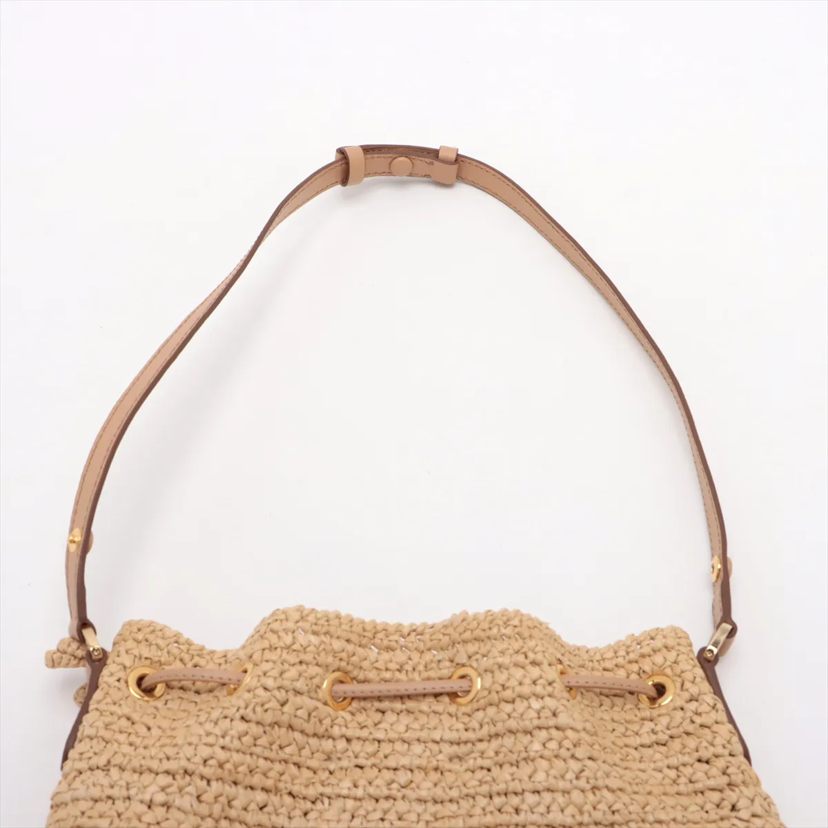 Raffia x Leather 2WAY Shoulder Bag Beige 1BE068 — view 6