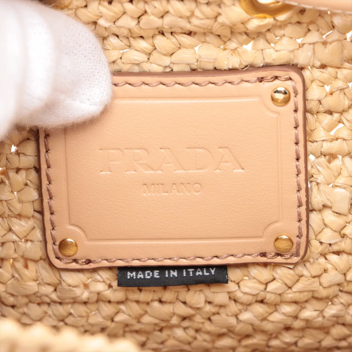 Raffia x Leather 2WAY Shoulder Bag Beige 1BE068 — view 9