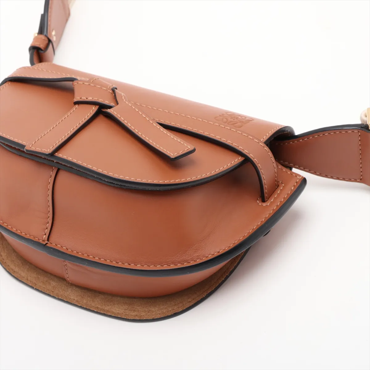 Gate Dual Mini Leather Shoulder Bag, Brown — view 3