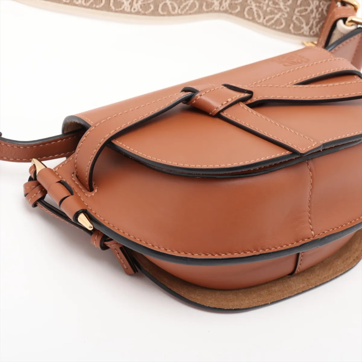 Gate Dual Mini Leather Shoulder Bag, Brown — view 4