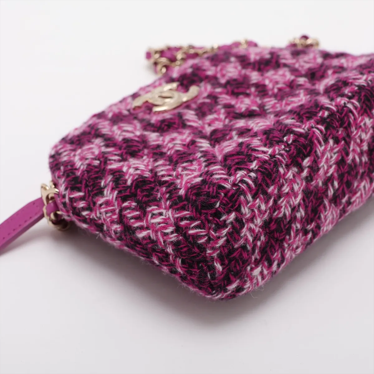 Matelassé Tweed Chain Shoulder Bag, Purple with Gold Hardware, CN1H06LG, Random Serial Number, Year Gift — view 4