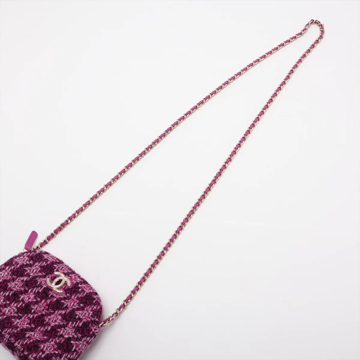 Matelassé Tweed Chain Shoulder Bag, Purple with Gold Hardware, CN1H06LG, Random Serial Number, Year Gift — view 5