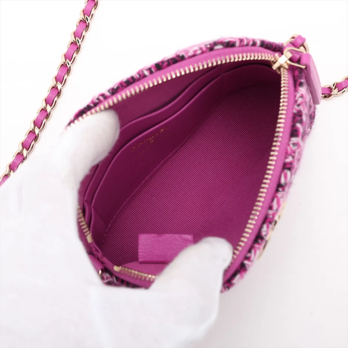 Matelassé Tweed Chain Shoulder Bag, Purple with Gold Hardware, CN1H06LG, Random Serial Number, Year Gift — view 6