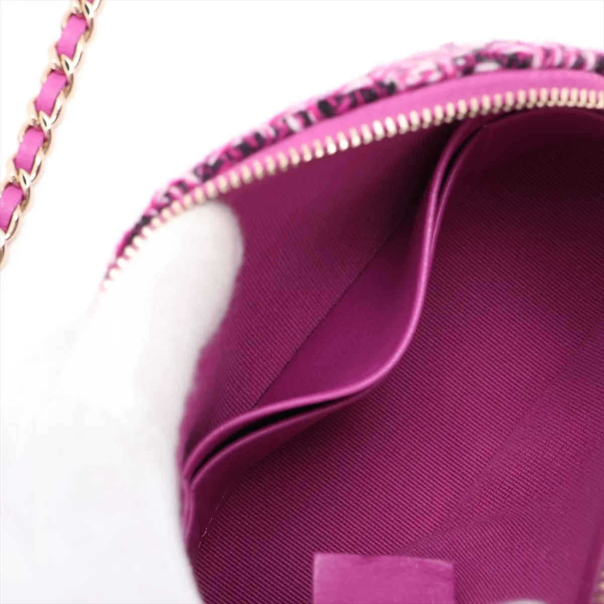Matelassé Tweed Chain Shoulder Bag, Purple with Gold Hardware, CN1H06LG, Random Serial Number, Year Gift — view 8