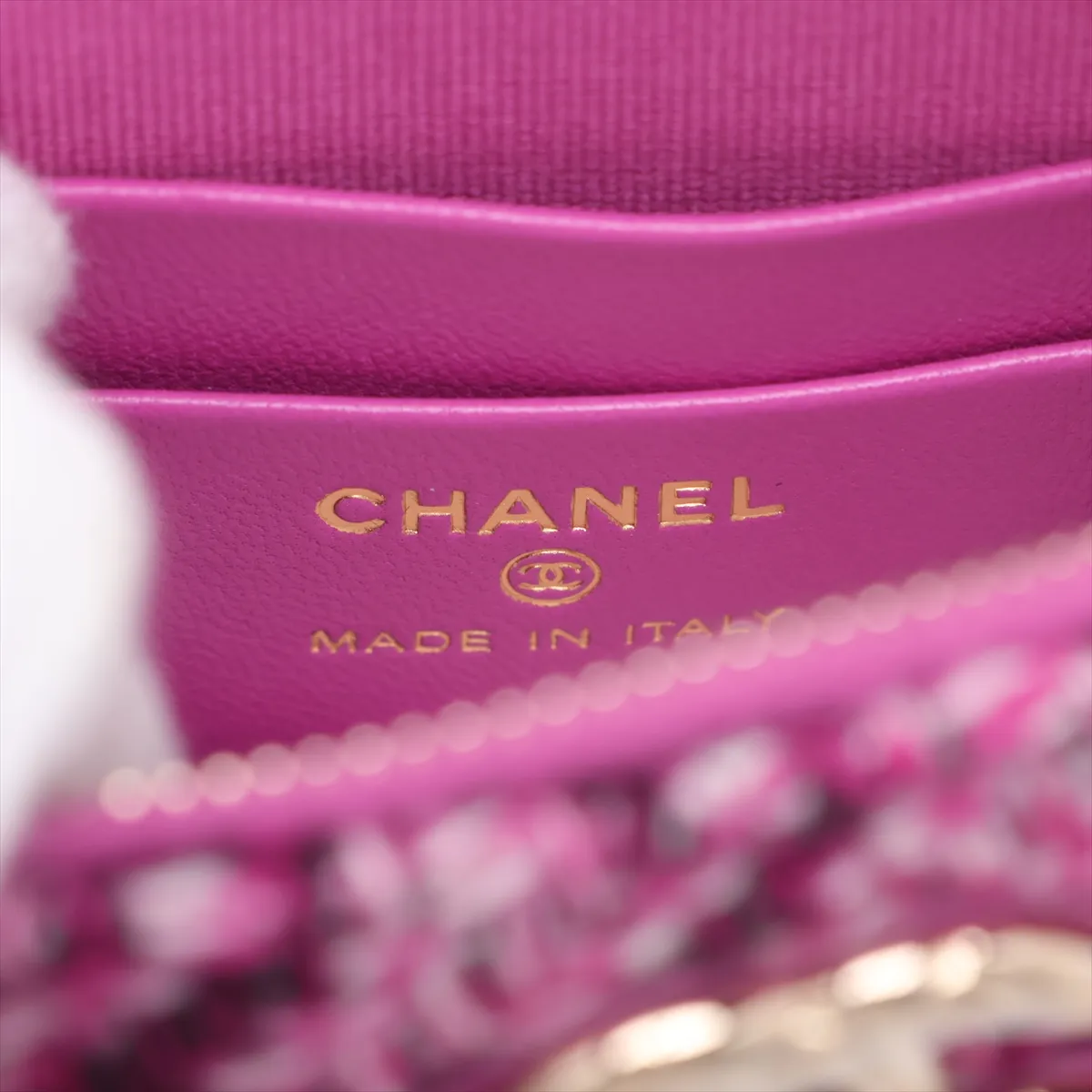 Matelassé Tweed Chain Shoulder Bag, Purple with Gold Hardware, CN1H06LG, Random Serial Number, Year Gift — view 10