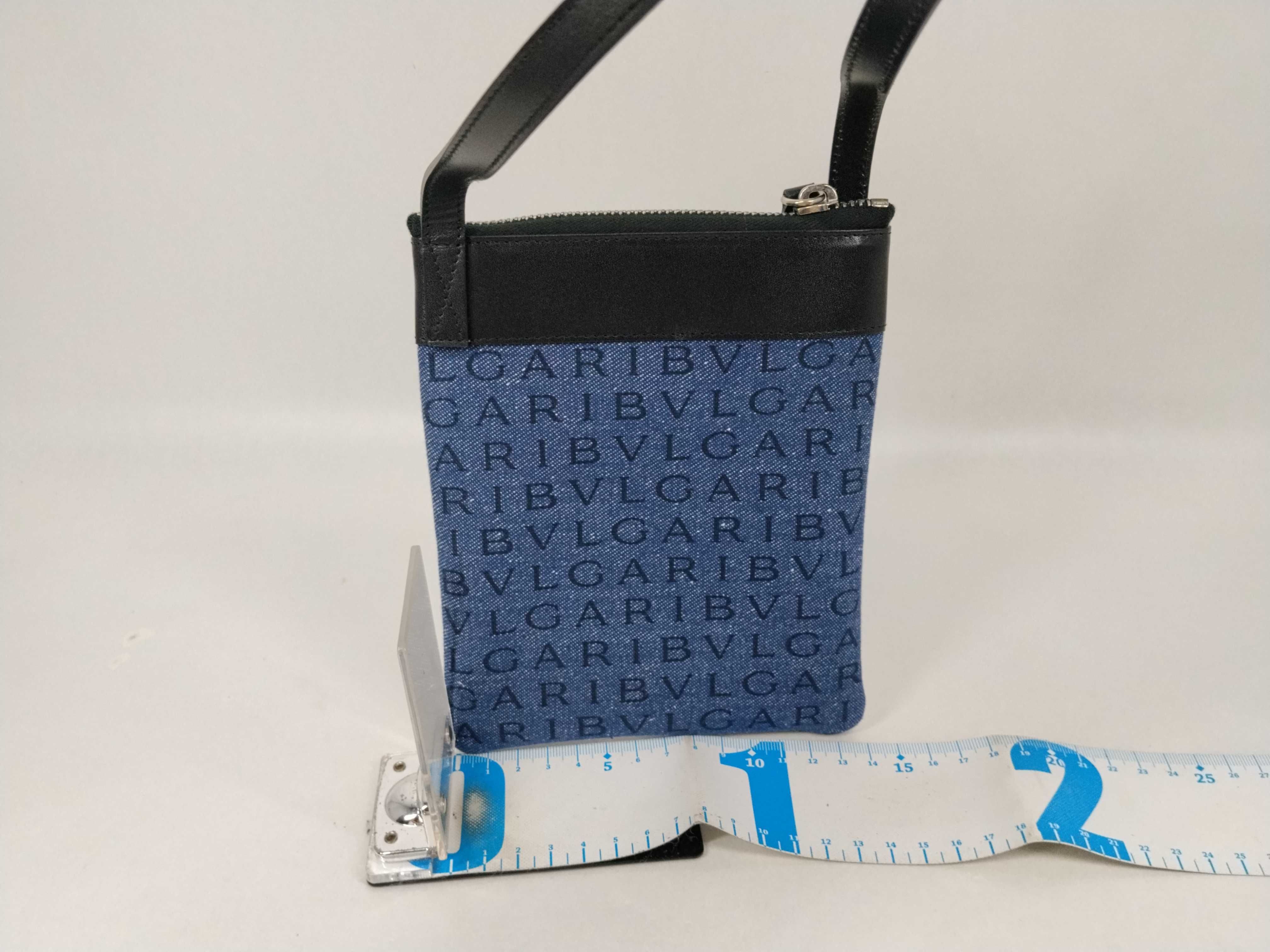 Logo Mania Denim Leather Mini Shoulder Bag — view 2