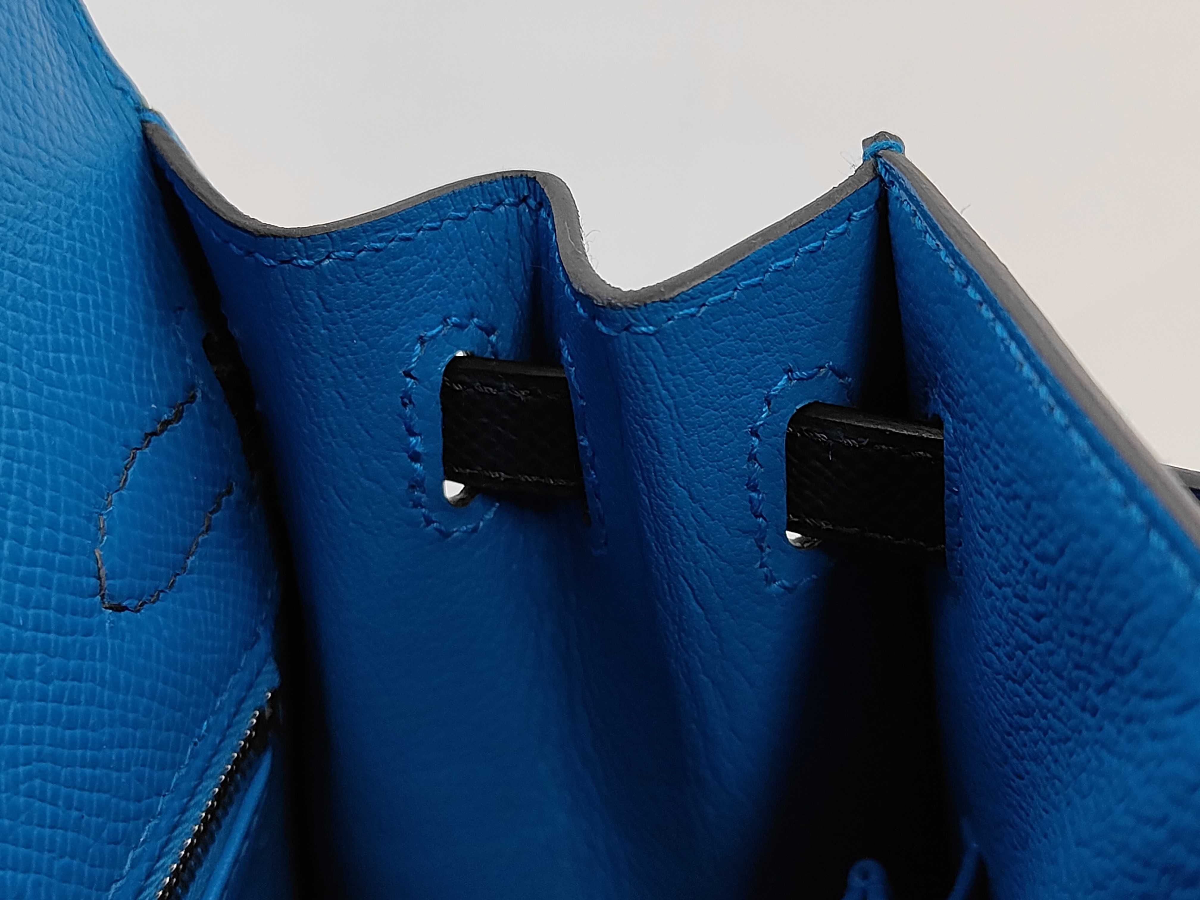 Kelly 25 Blue Zanzibar / Blue de Plus / Noir ・Silver hardware ・W engraved handbag — view 11