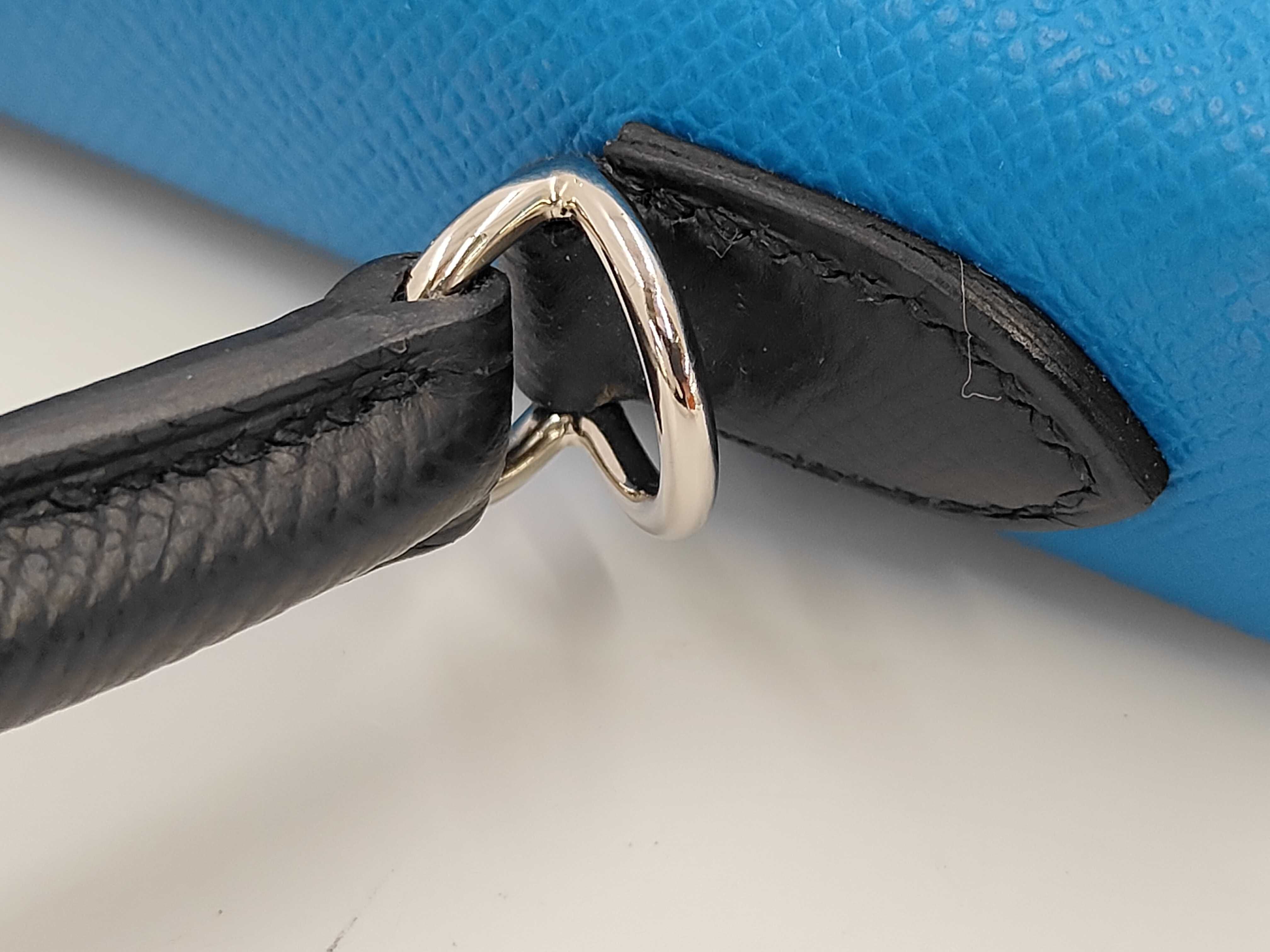 Kelly 25 Blue Zanzibar / Blue de Plus / Noir ・Silver hardware ・W engraved handbag — view 5