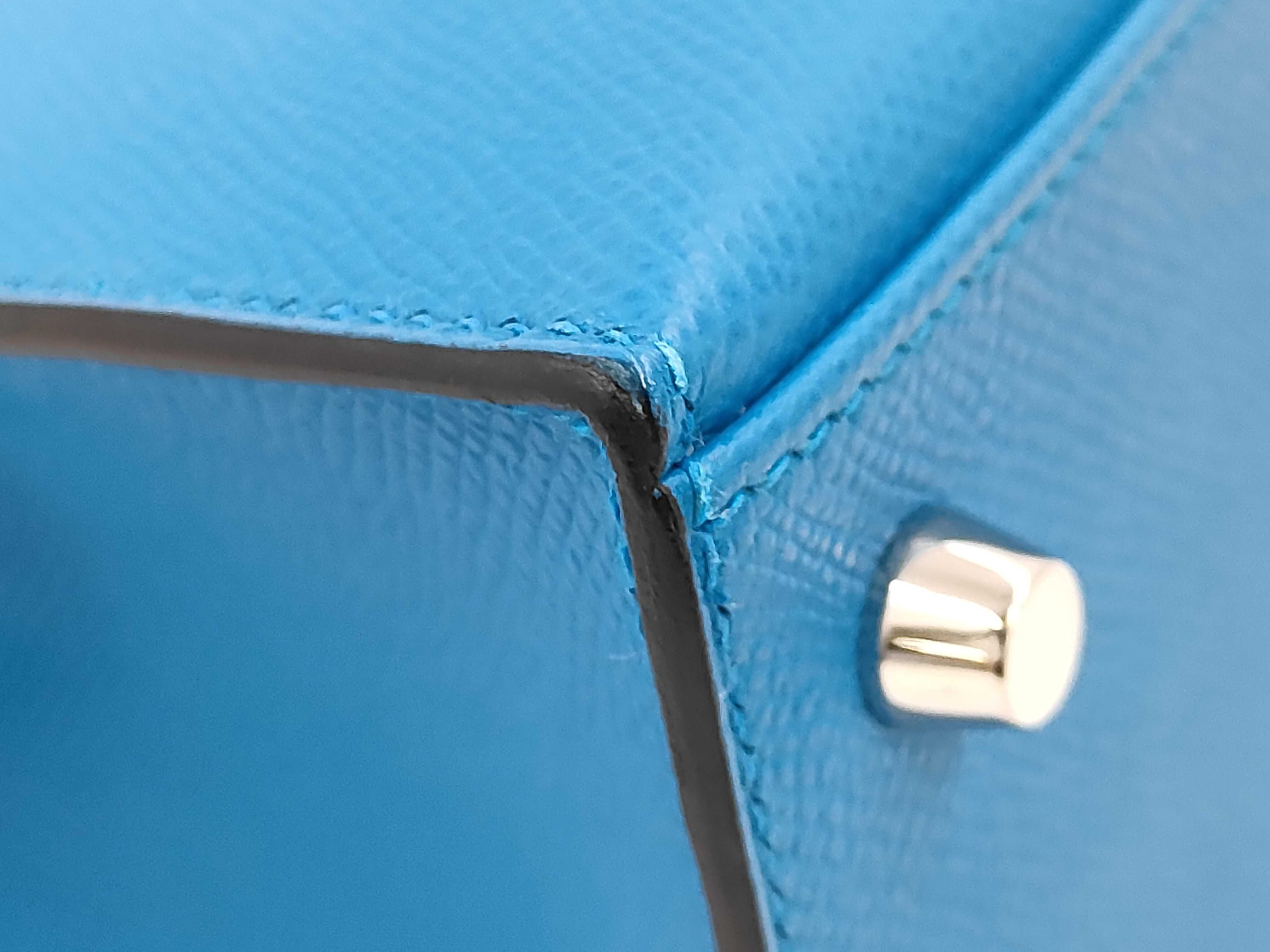 Kelly 25 Blue Zanzibar / Blue de Plus / Noir ・Silver hardware ・W engraved handbag — view 7