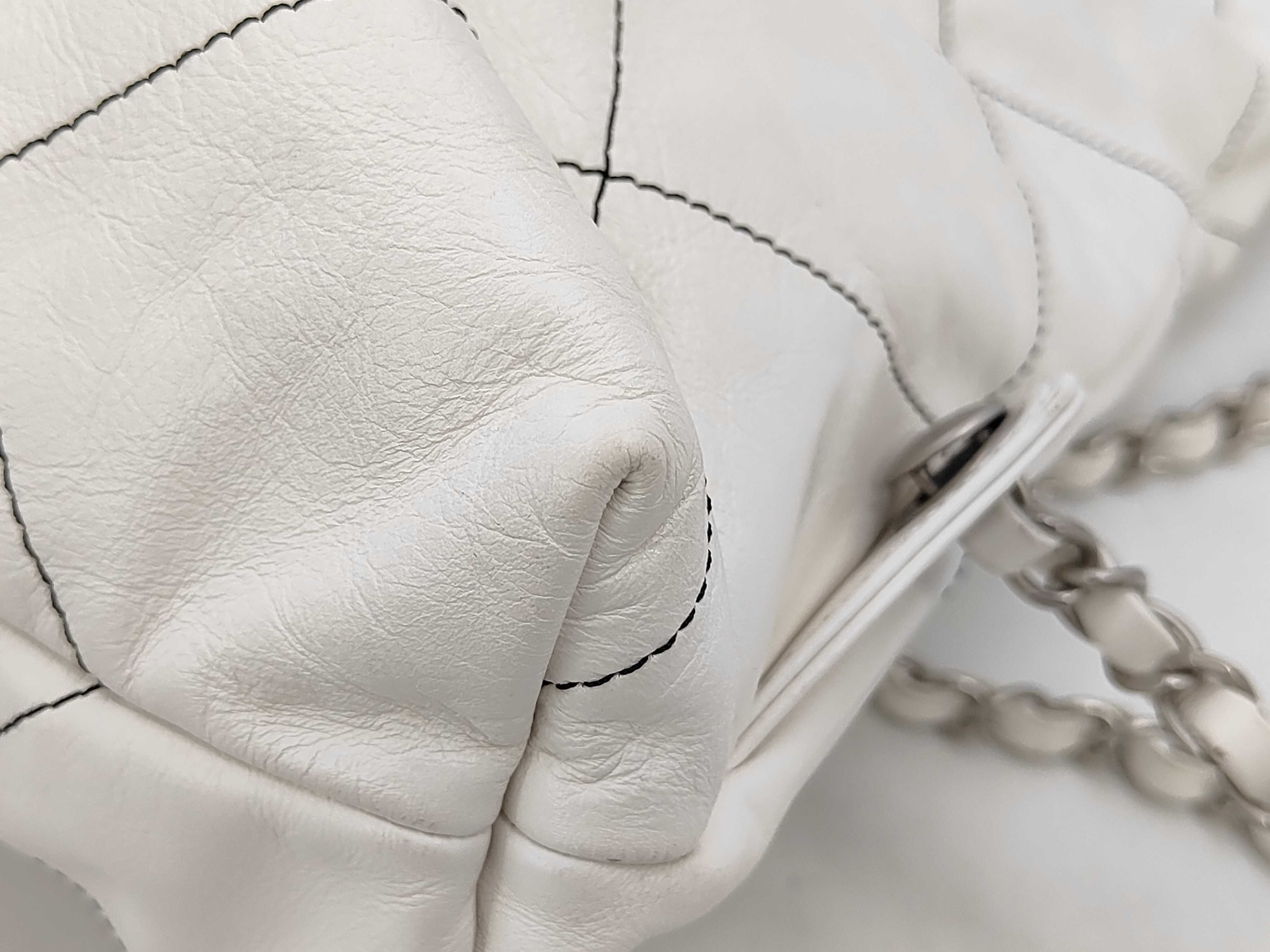 22 Large Backpack, Random Serial Number, Calfskin, White, Silver Hardware, Rucksack — view 3