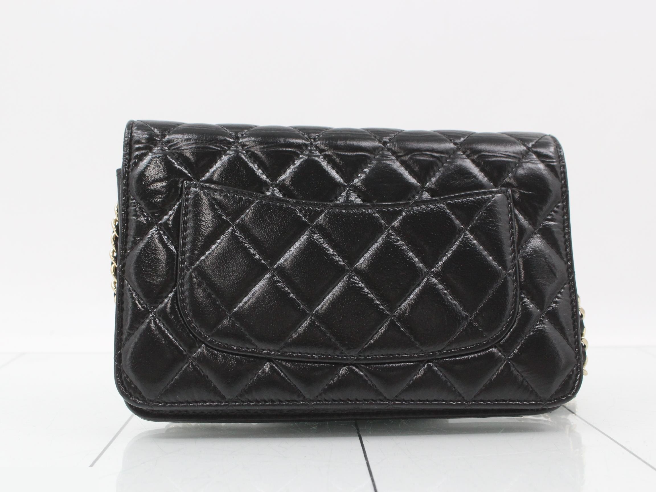 Pearl Matelassé Lambskin Chain Wallet — view 2