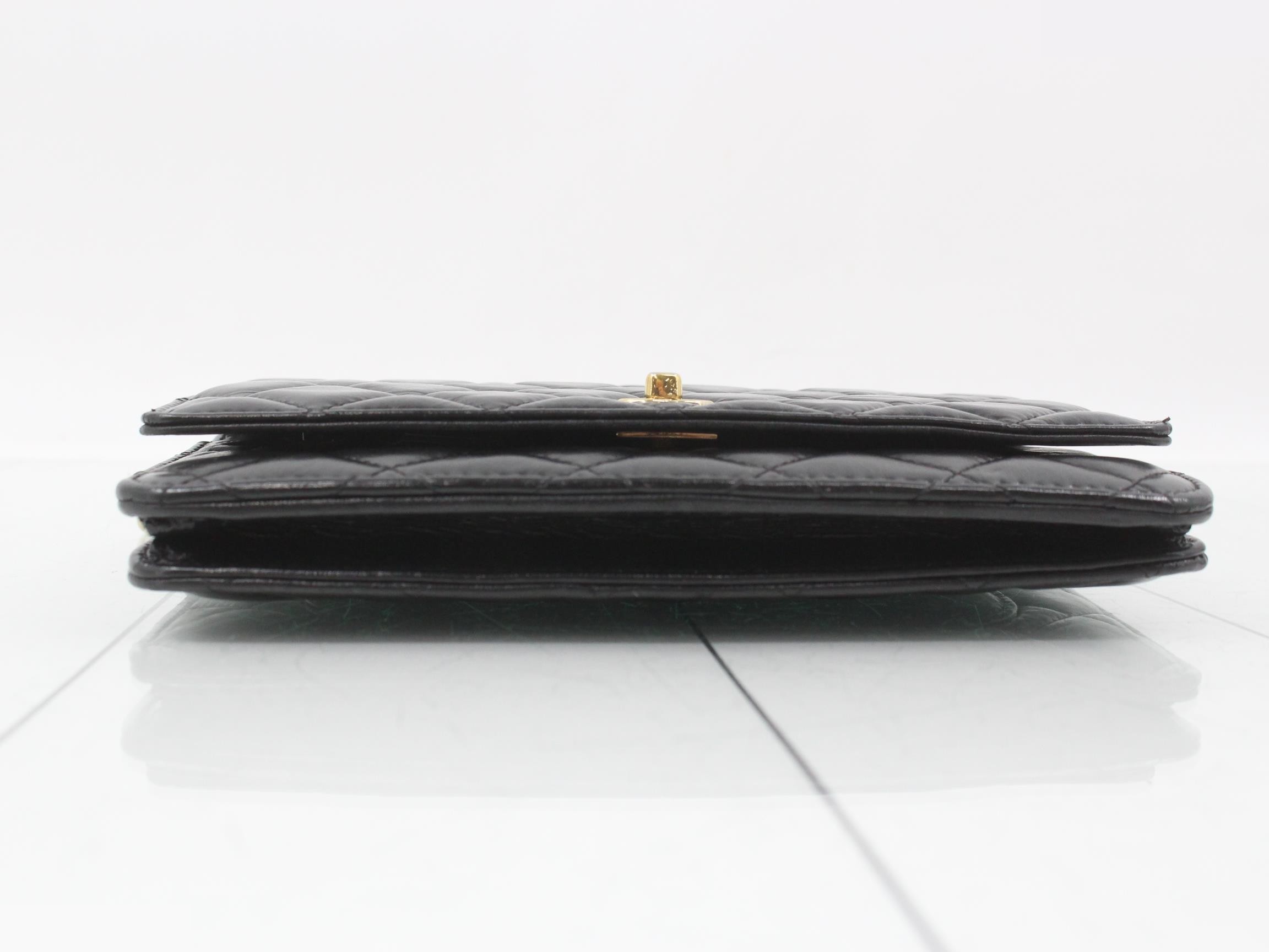 Pearl Matelassé Lambskin Chain Wallet — view 3