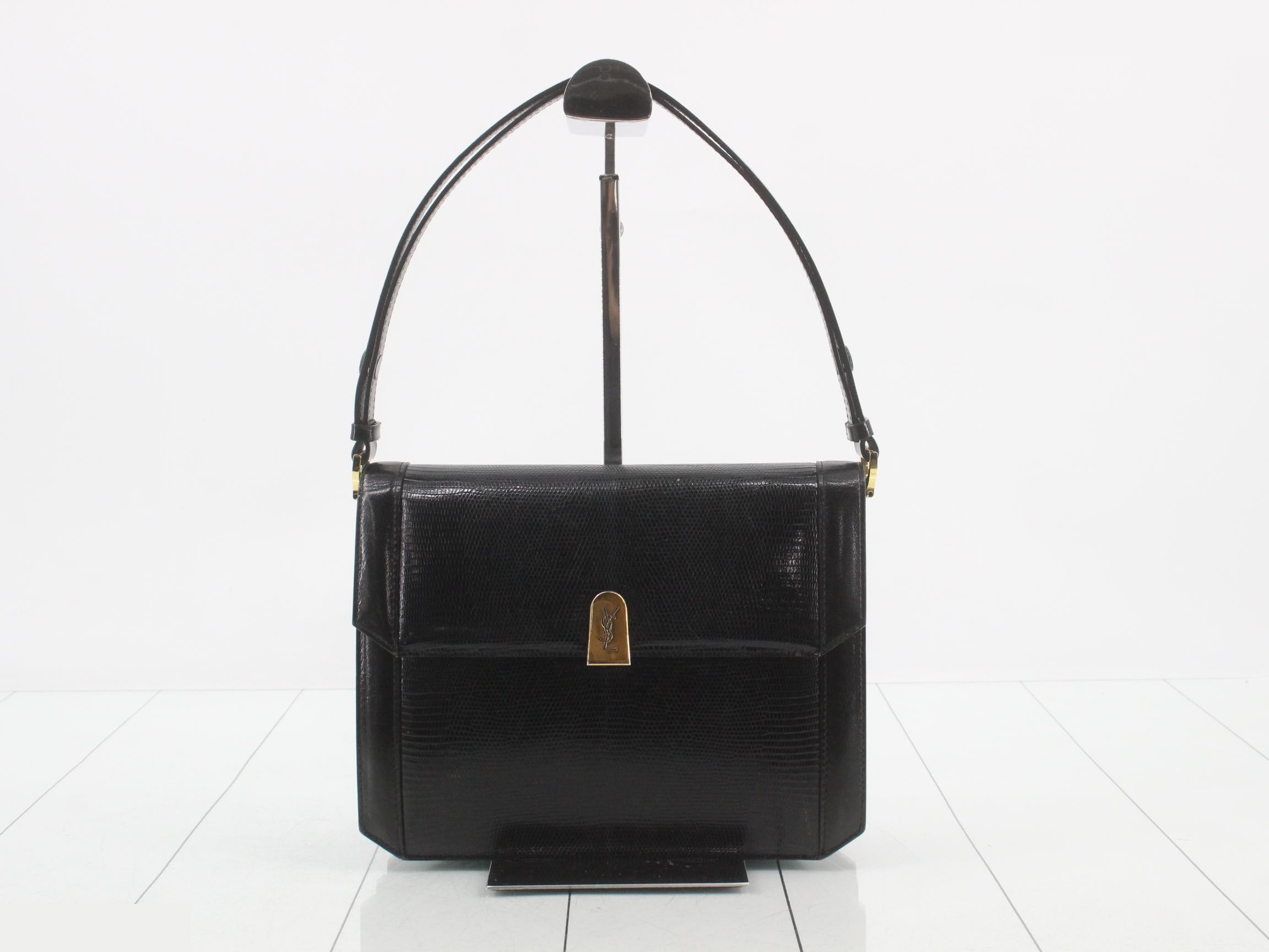 Cassandra One-Shoulder Bag, Lizard Leather, Black