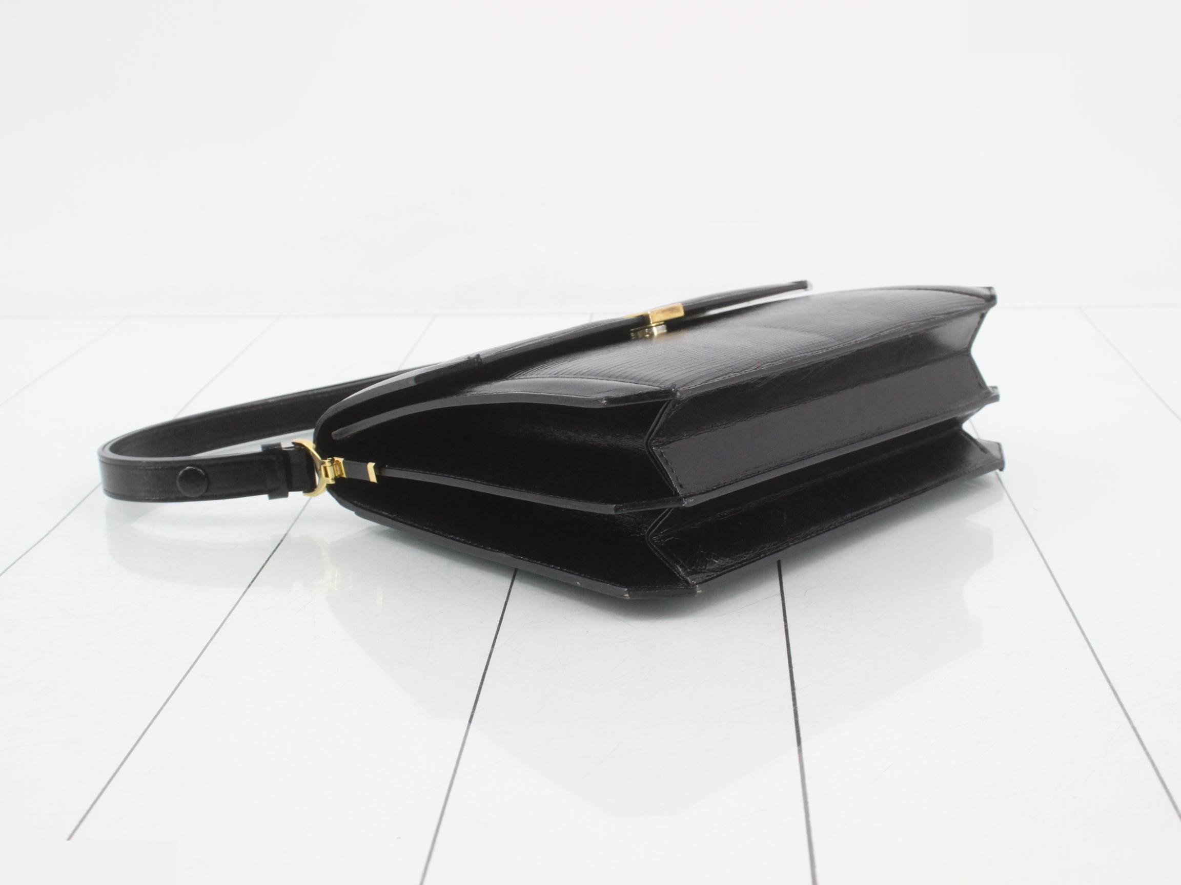 Cassandra One-Shoulder Bag, Lizard Leather, Black — view 5