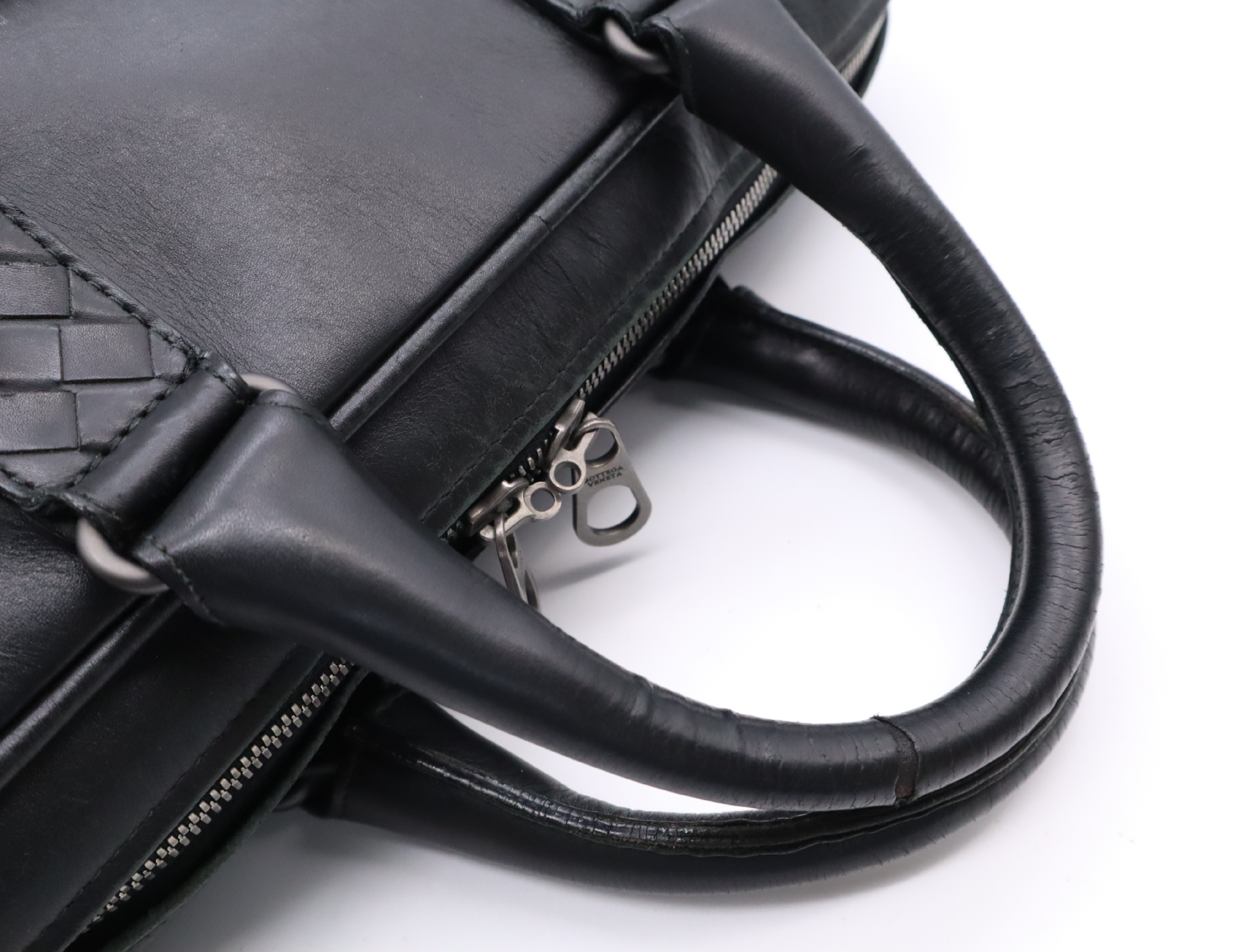 Leather Handbag, Black, Silver Hardware — view 12