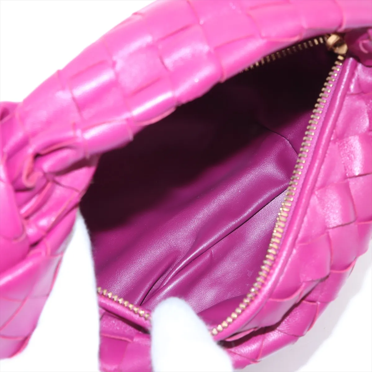 Intrecciato Mini Jodie Leather Handbag, Purple — view 7