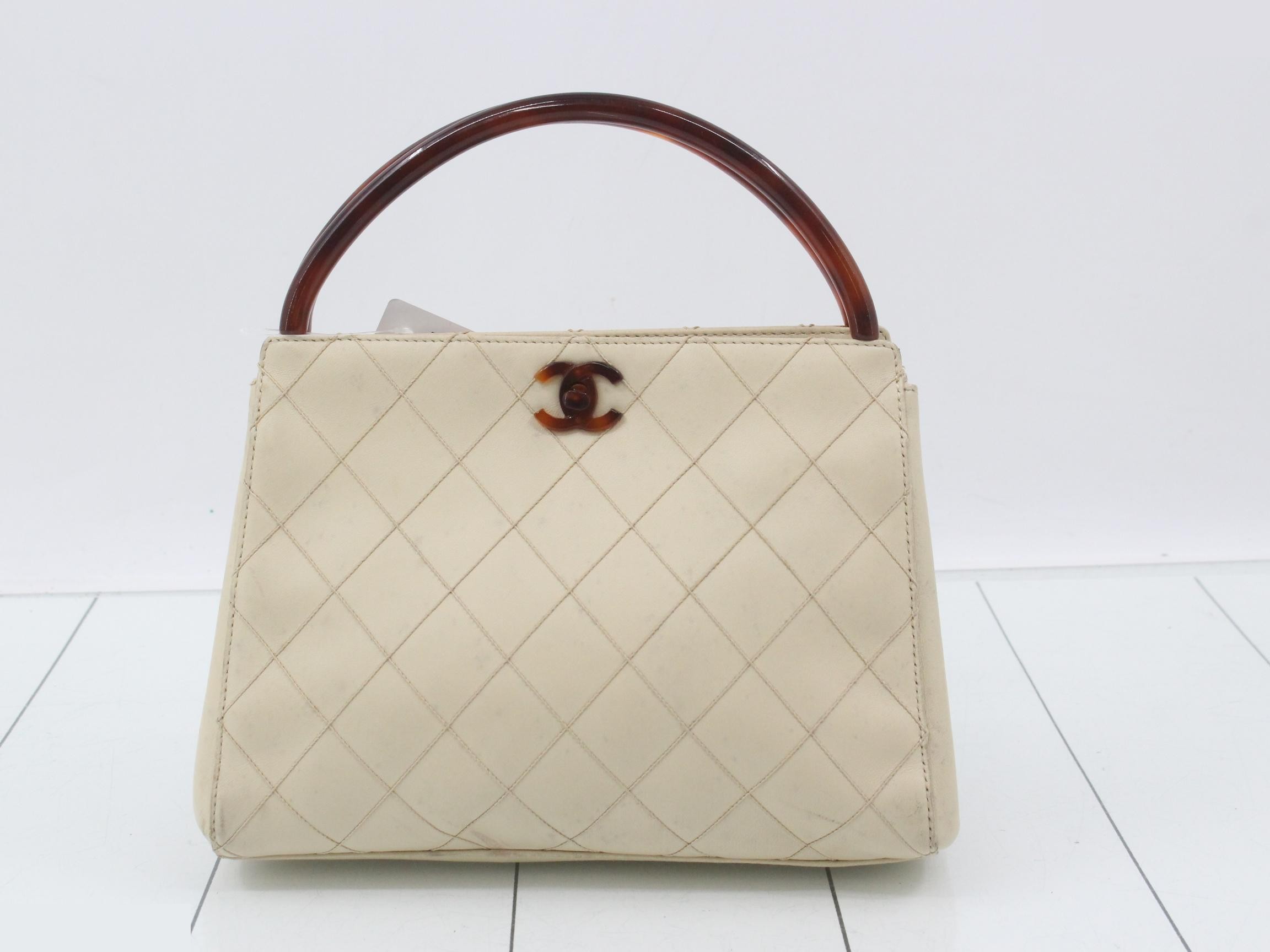 Matelassé Leather Turnlock Tortoiseshell Handbag
