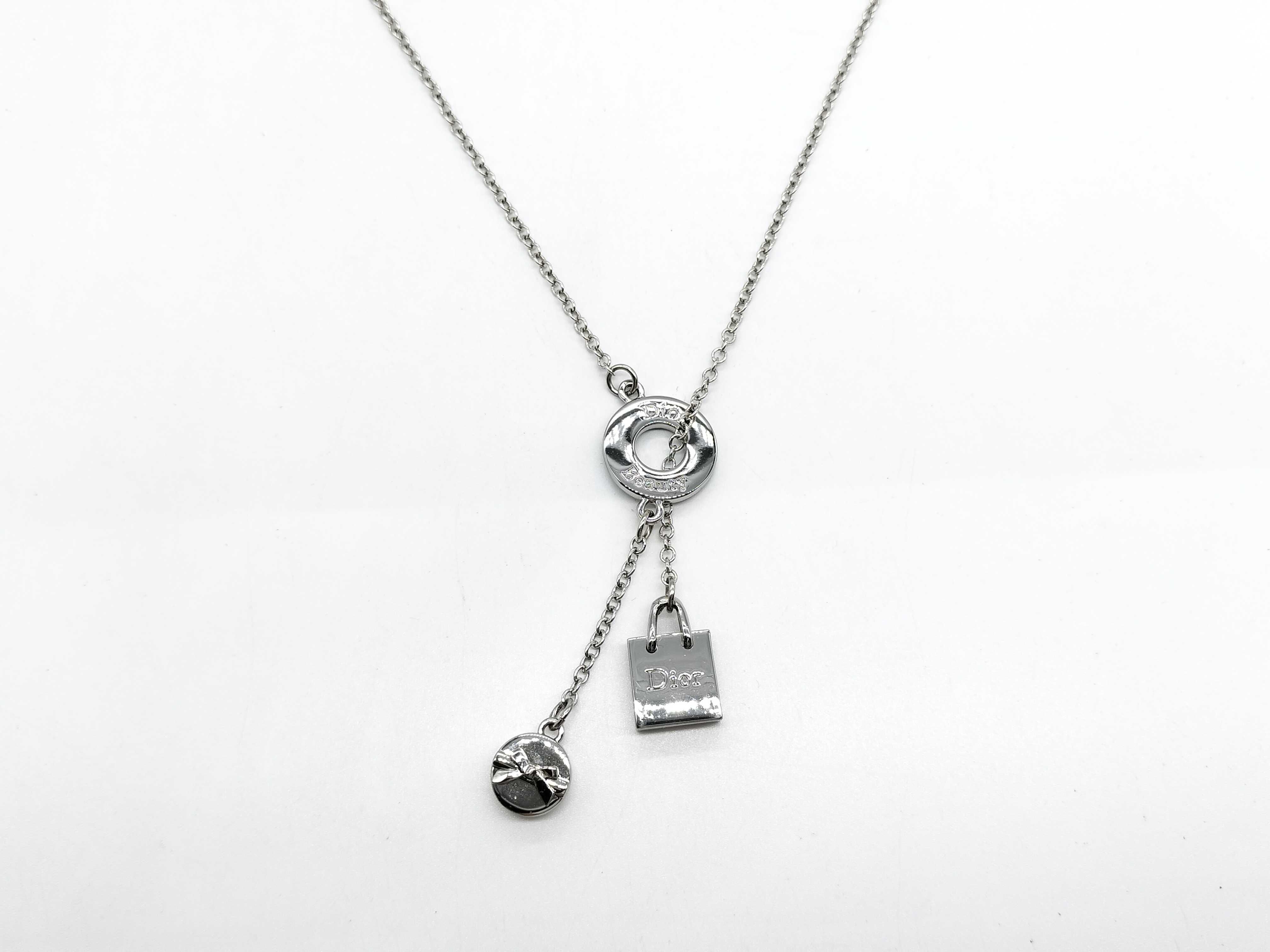 Bag * Ribbon * Circle Logo All Lariat Silver Necklace 21.06g Necklace