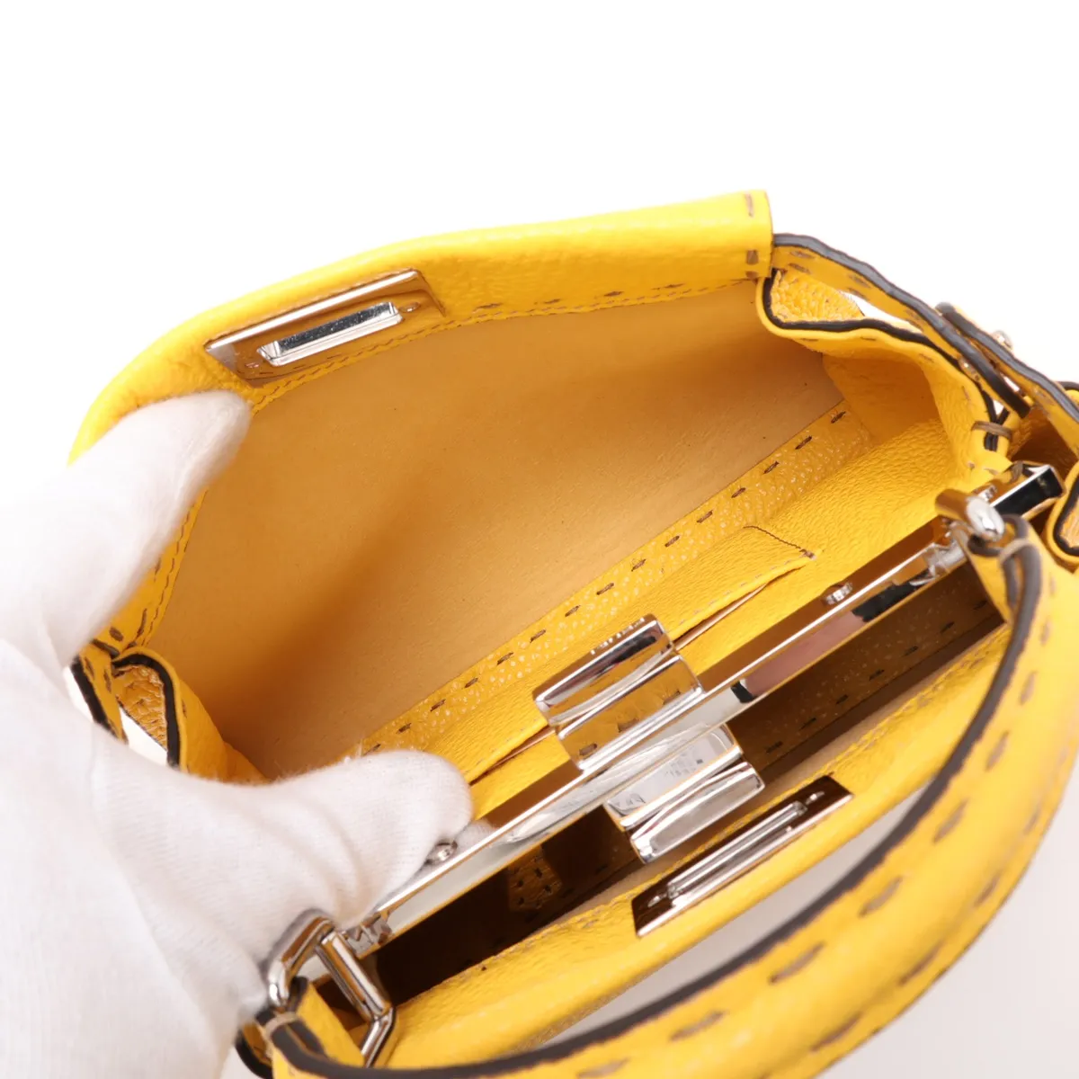 Selleria Mini Peekaboo Leather 2-Way Handbag, Yellow, 8BN244 — view 8