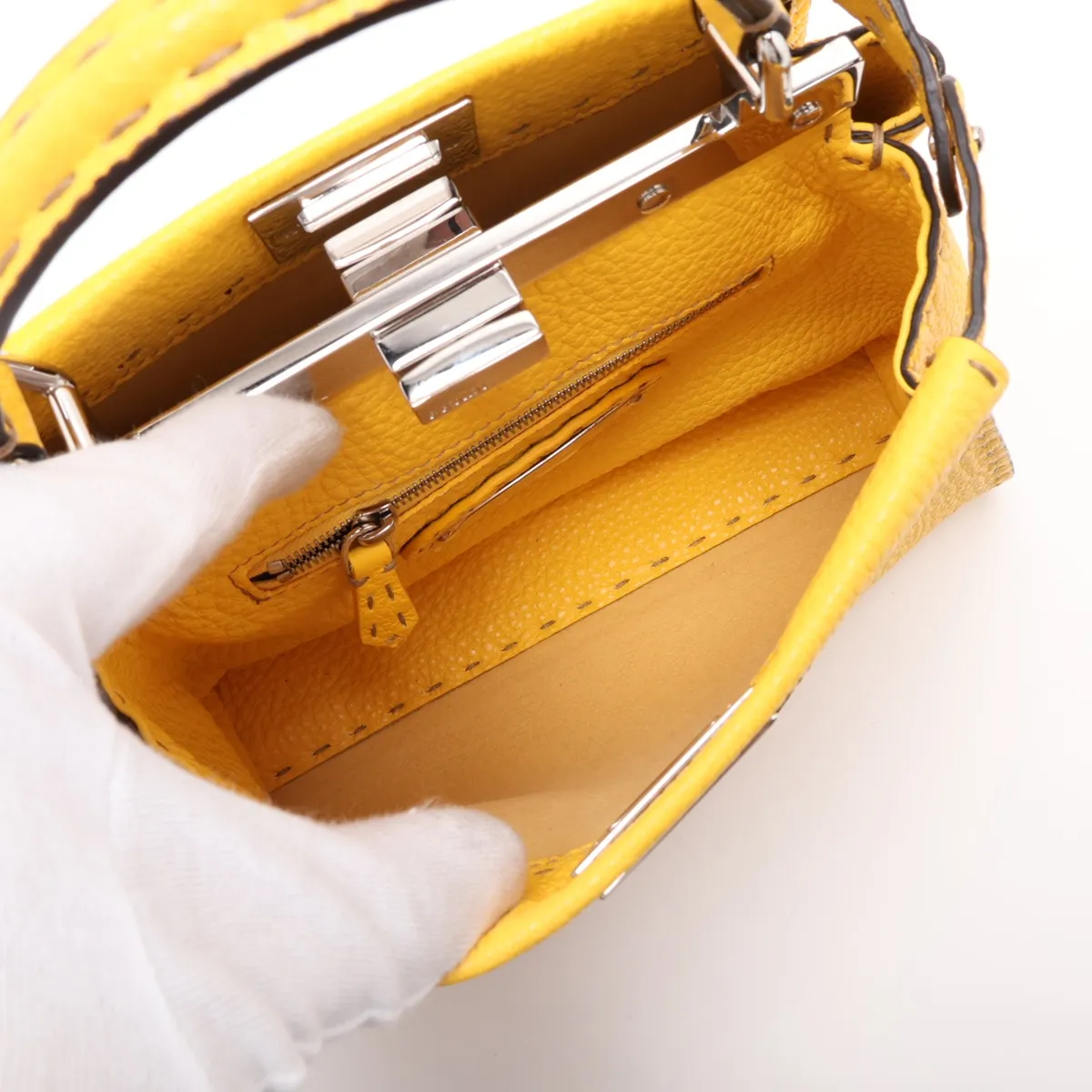 Selleria Mini Peekaboo Leather 2-Way Handbag, Yellow, 8BN244 — view 9