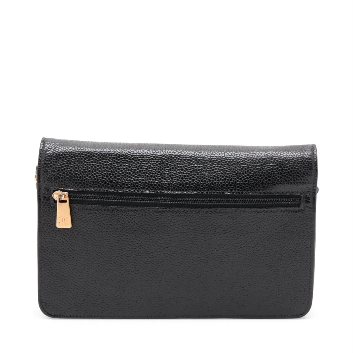 Coco Mark Caviar Skin Chain Wallet, Black with Gold Hardware, 6516759, Series 6 — view 2