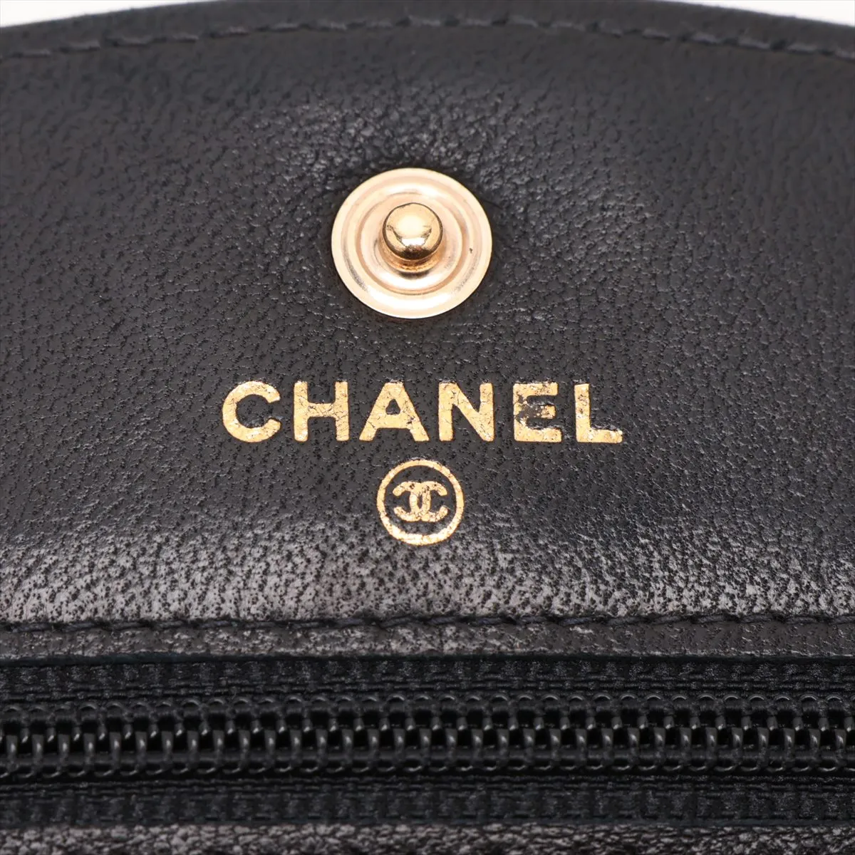 Coco Mark Caviar Skin Chain Wallet, Black with Gold Hardware, 6516759, Series 6 — view 11