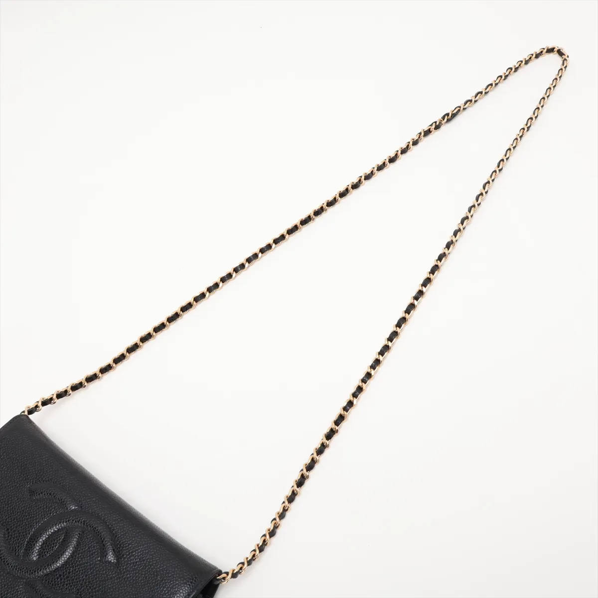 Coco Mark Caviar Skin Chain Wallet, Black with Gold Hardware, 6516759, Series 6 — view 5