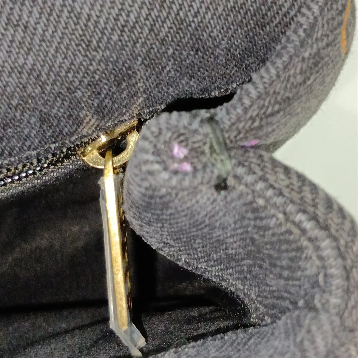 Matelassé Denim Chain Shoulder Bag, Black with Gold Hardware, EG0CPEPJ, Random Plate — view 12