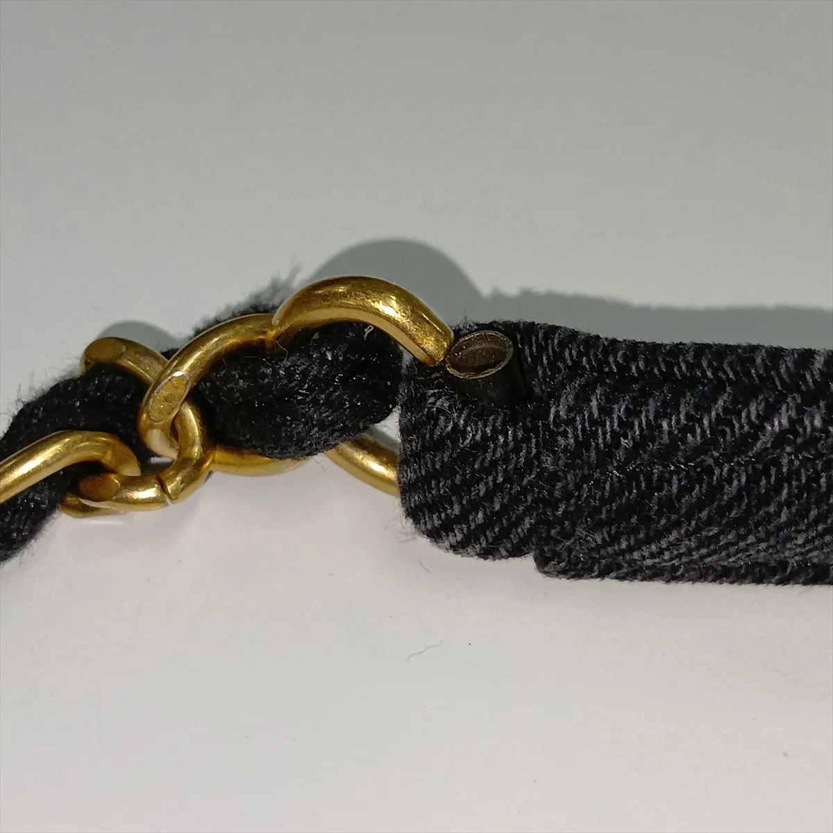 Matelassé Denim Chain Shoulder Bag, Black with Gold Hardware, EG0CPEPJ, Random Plate — view 10