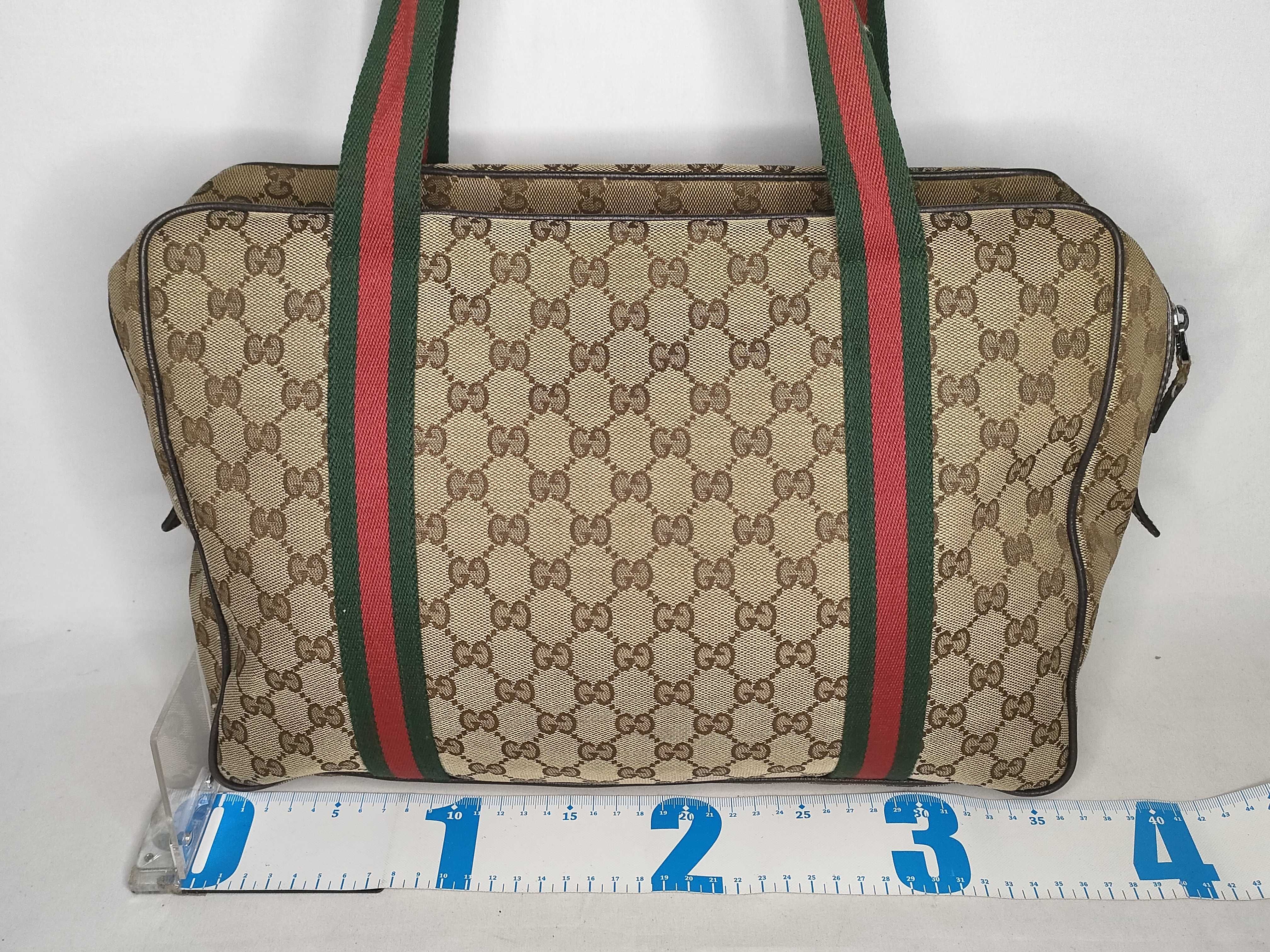 GG Canvas Tote Bag, Gucci 189753, GG Canvas Sherry Line, Leather, Brown Tote Bag — view 2
