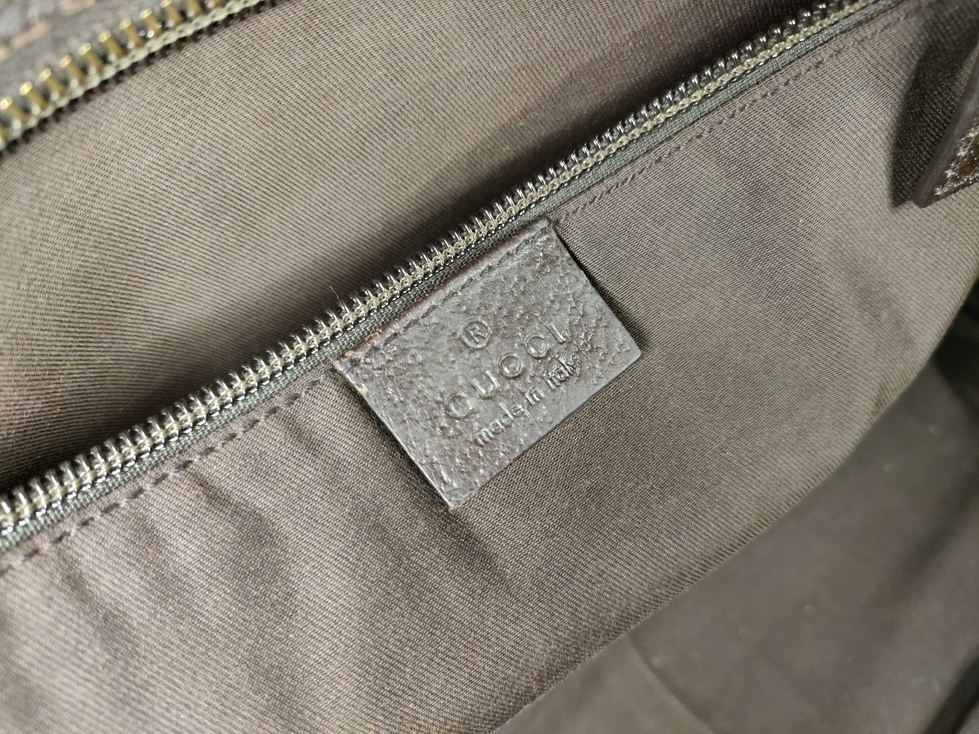 GG Canvas Tote Bag, Gucci 189753, GG Canvas Sherry Line, Leather, Brown Tote Bag — view 12