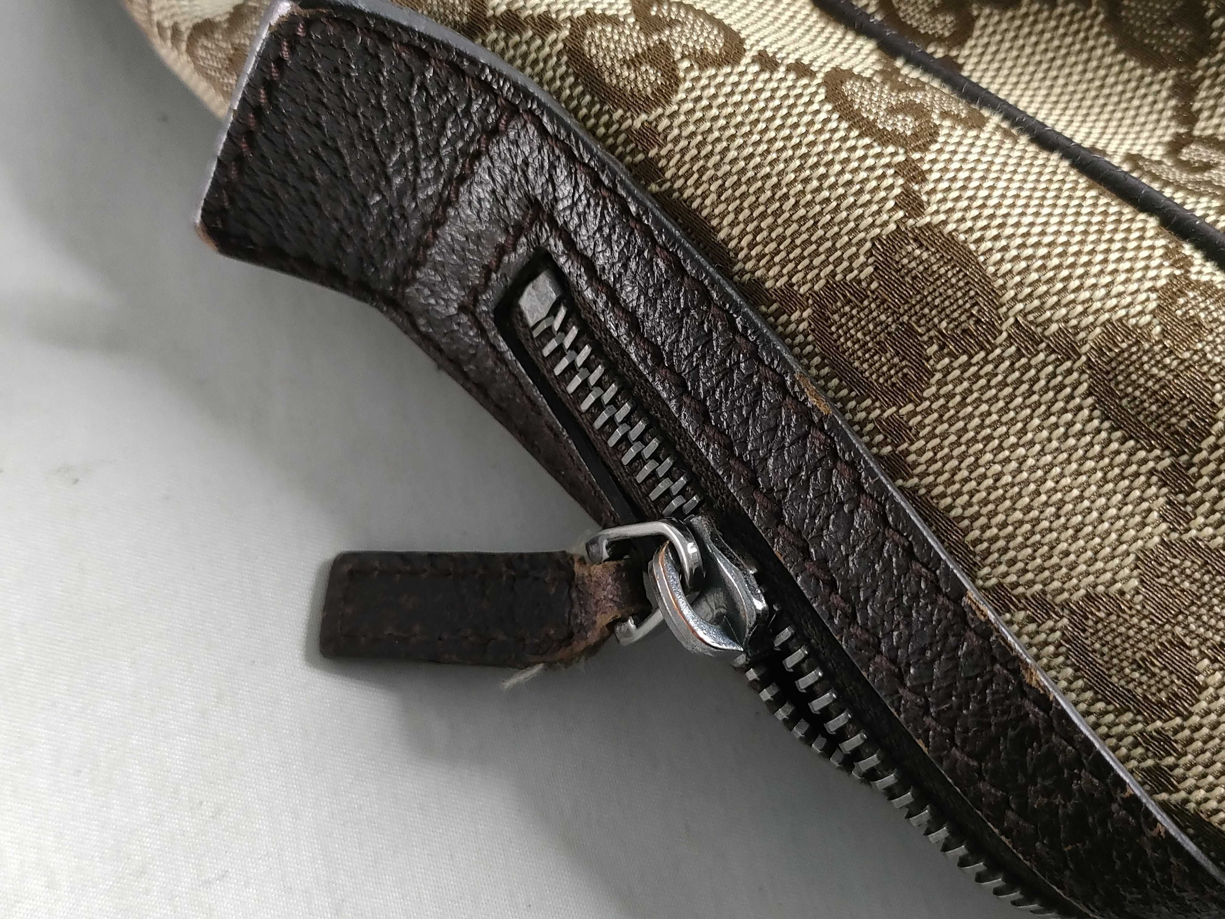 GG Canvas Tote Bag, Gucci 189753, GG Canvas Sherry Line, Leather, Brown Tote Bag — view 13