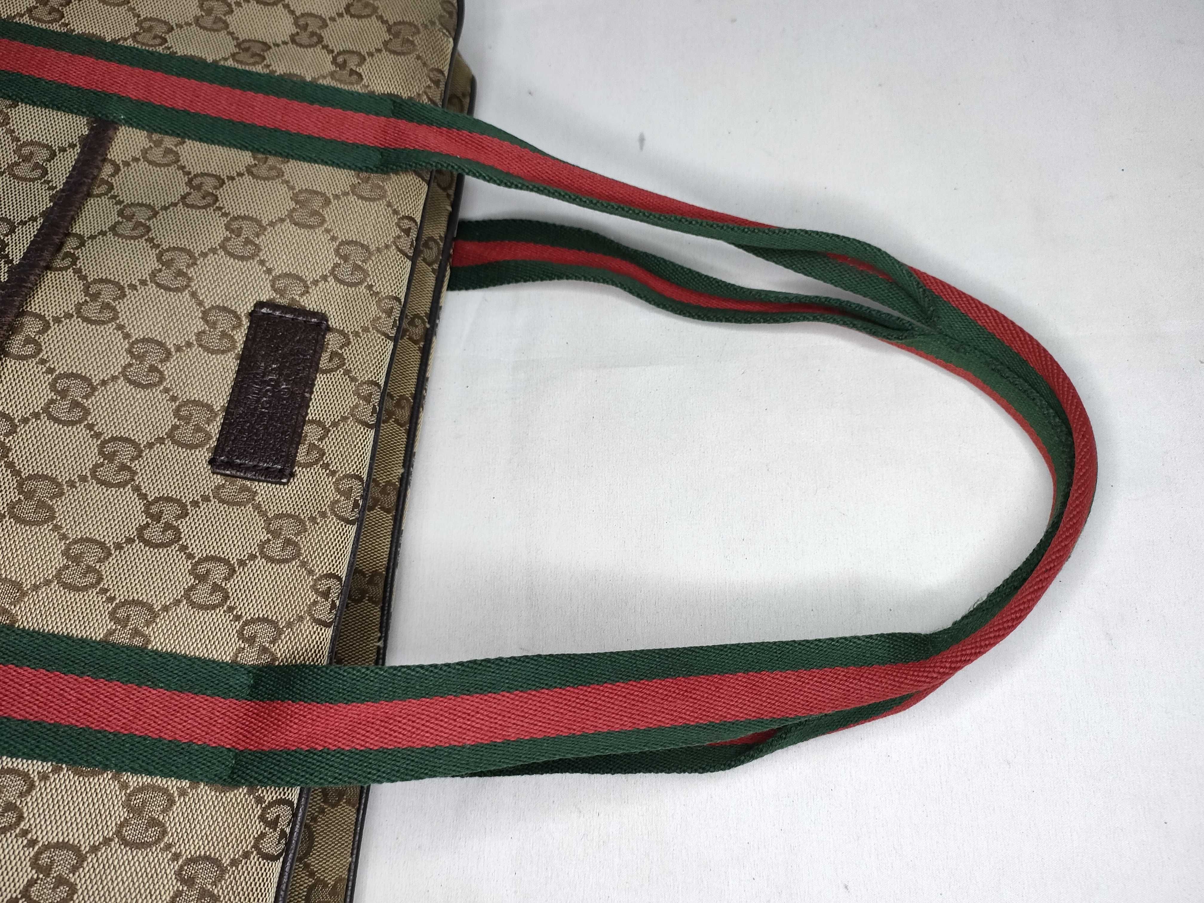 GG Canvas Tote Bag, Gucci 189753, GG Canvas Sherry Line, Leather, Brown Tote Bag — view 3