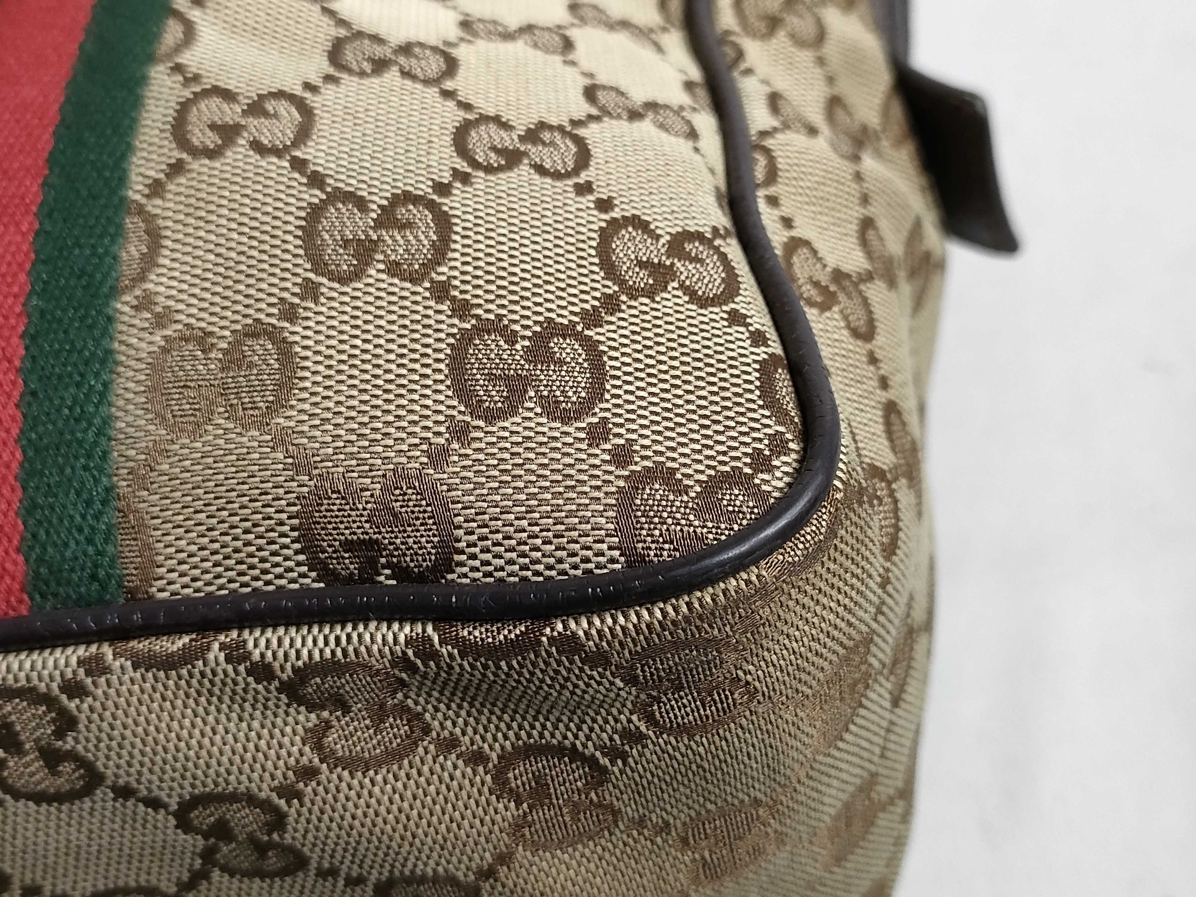 GG Canvas Tote Bag, Gucci 189753, GG Canvas Sherry Line, Leather, Brown Tote Bag — view 6