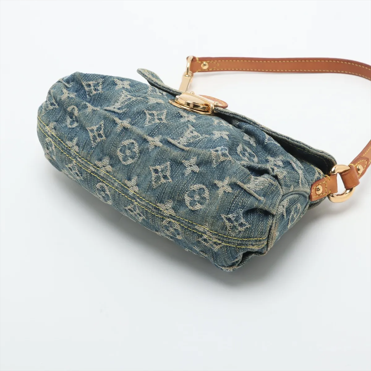 Monogram Denim Mini Pleaty M95050 CA0096 Blue x Brown — view 3