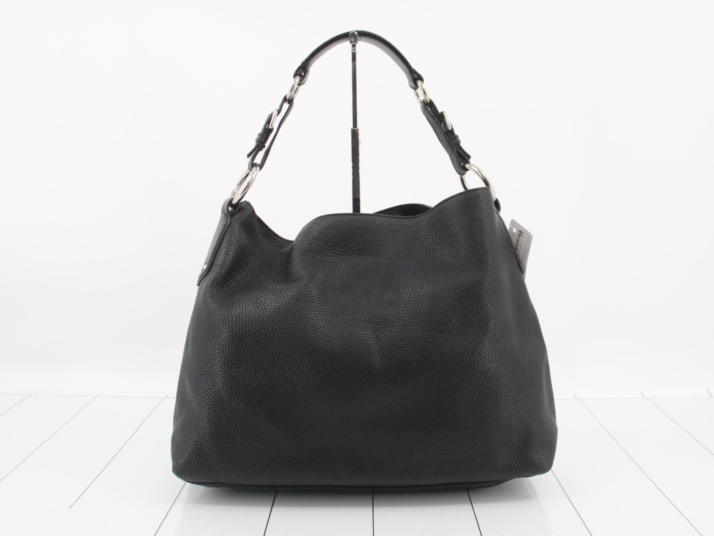 shoulder bag, one-shoulder style, leather, black, silver hardware. — view 2