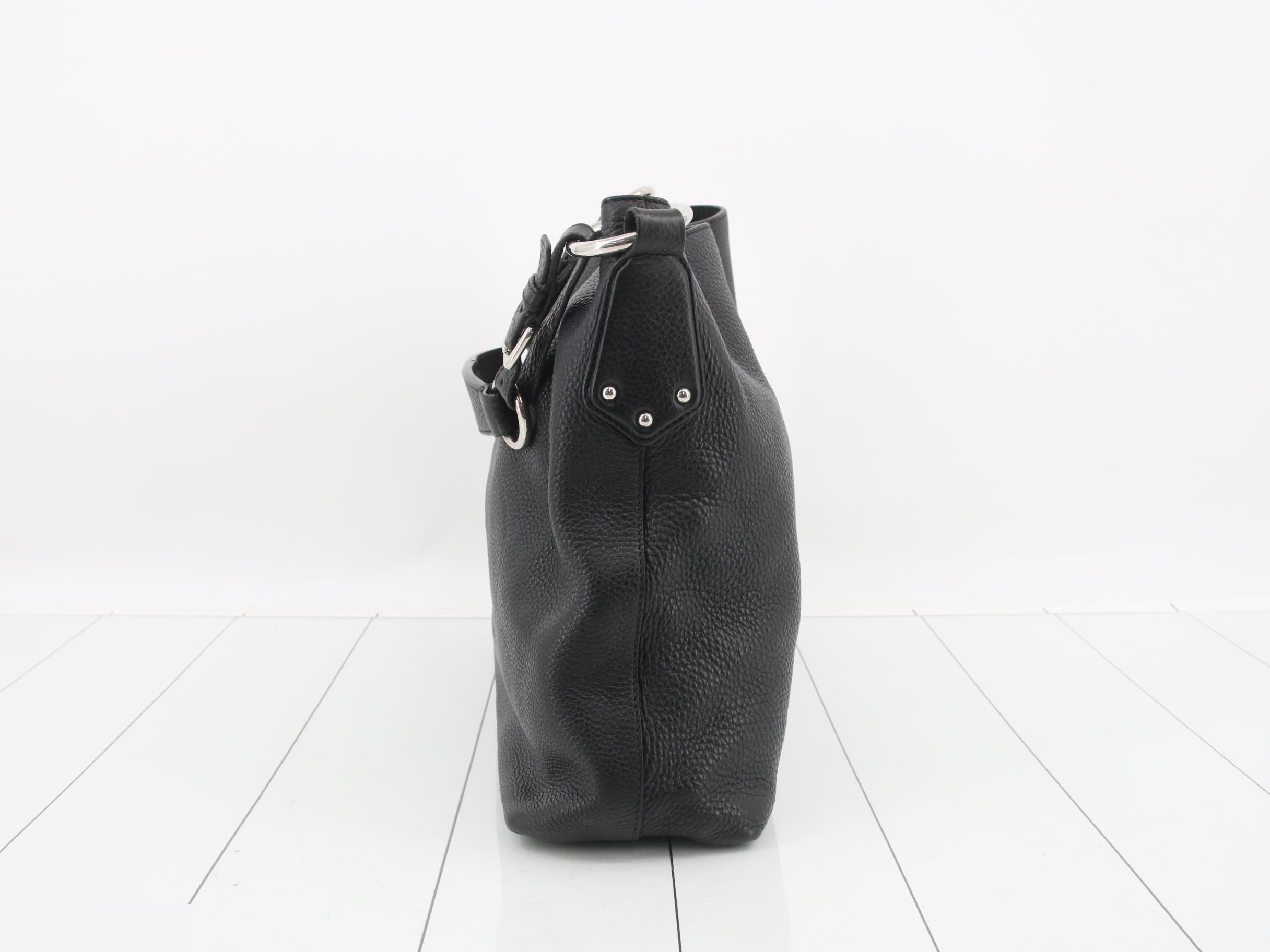 shoulder bag, one-shoulder style, leather, black, silver hardware. — view 3