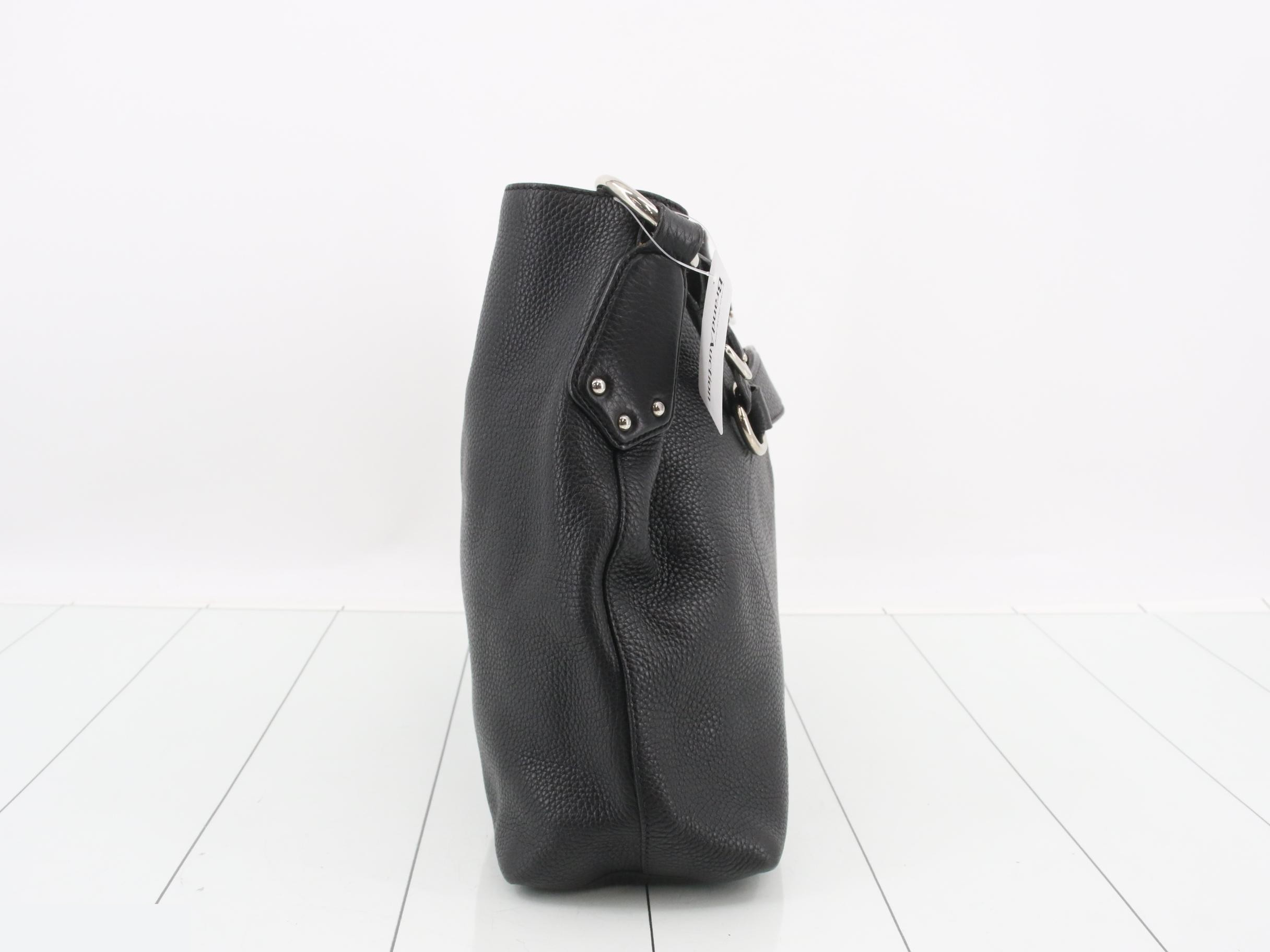shoulder bag, one-shoulder style, leather, black, silver hardware. — view 4
