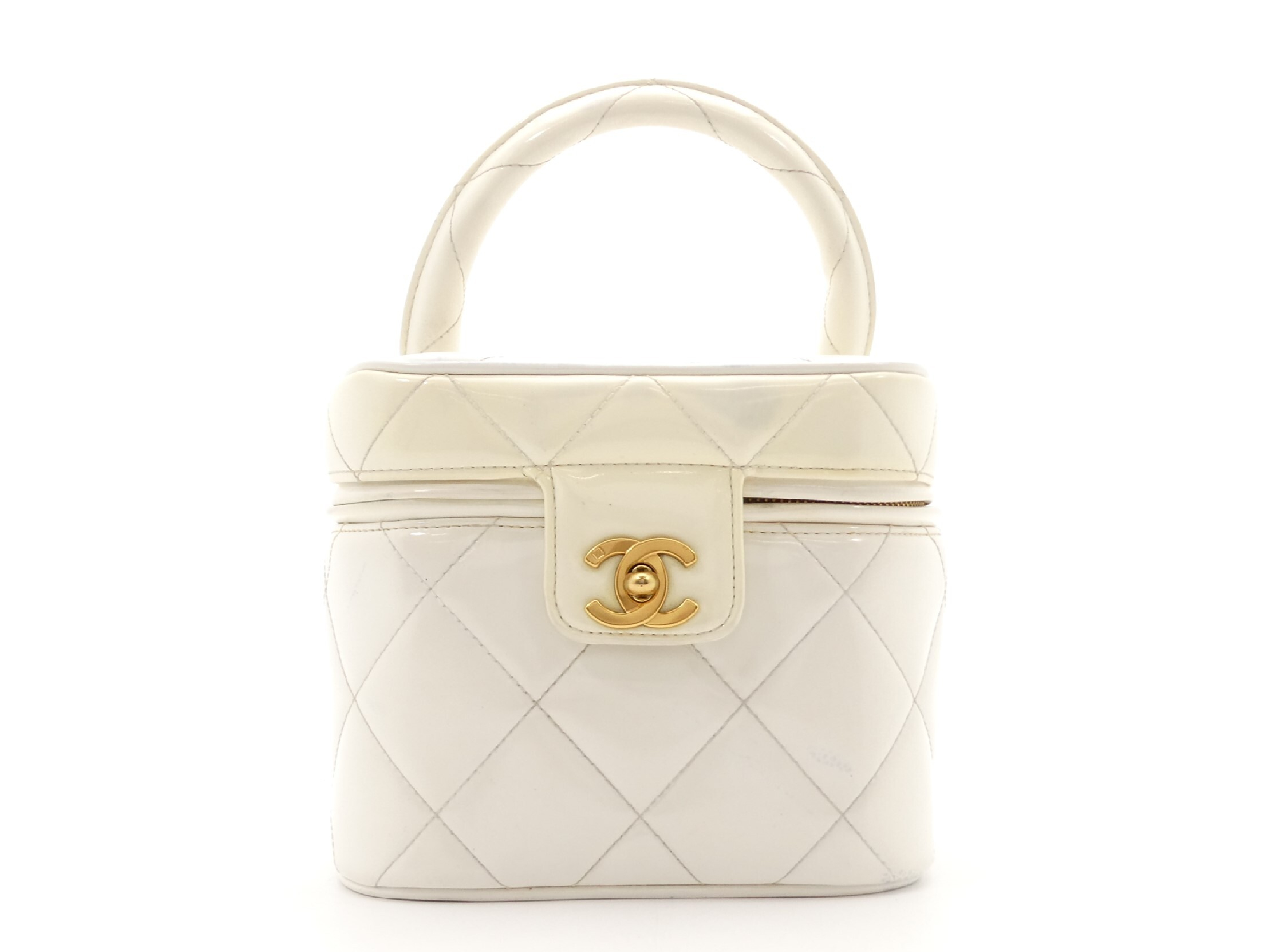 Matelassé Coco Mark Enamel Turnlock Vanity Bag