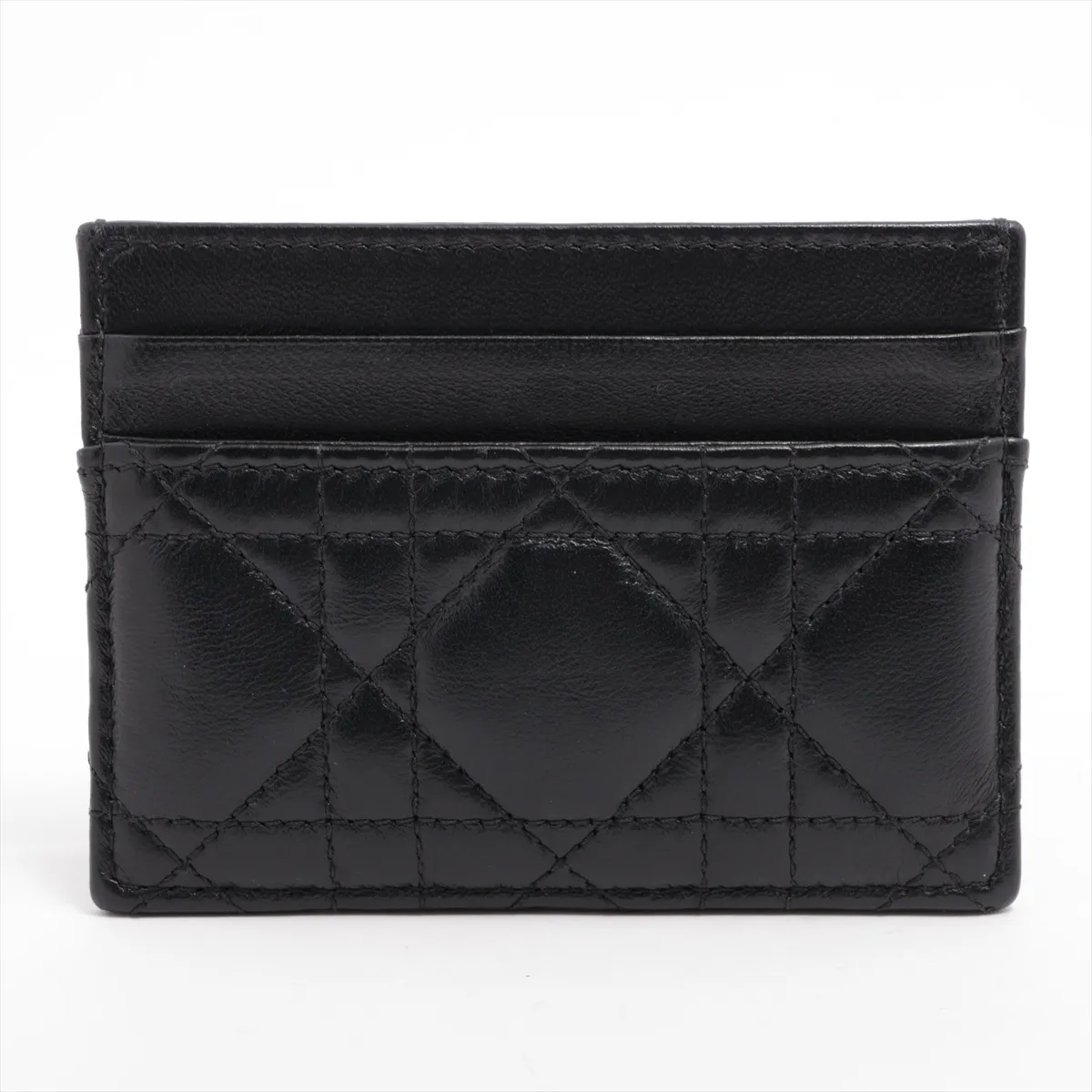 Lady Dior Cannage Leather Card Case Black Freesia — view 2